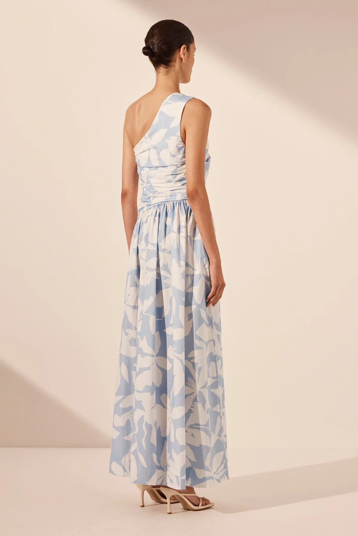 MAMOUNIA ASYMMETRICAL GATHERED MAXI DRESS