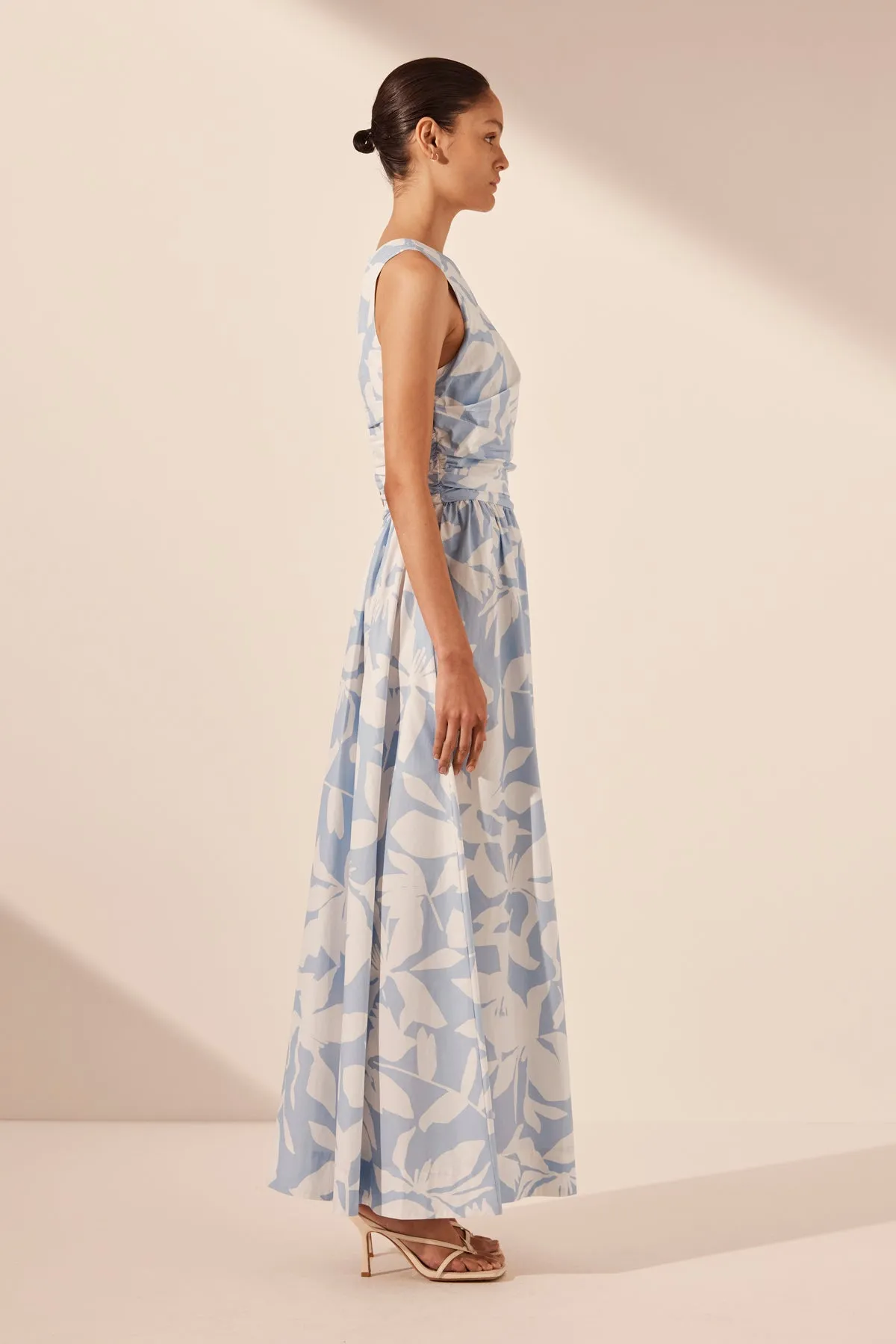 MAMOUNIA ASYMMETRICAL GATHERED MAXI DRESS