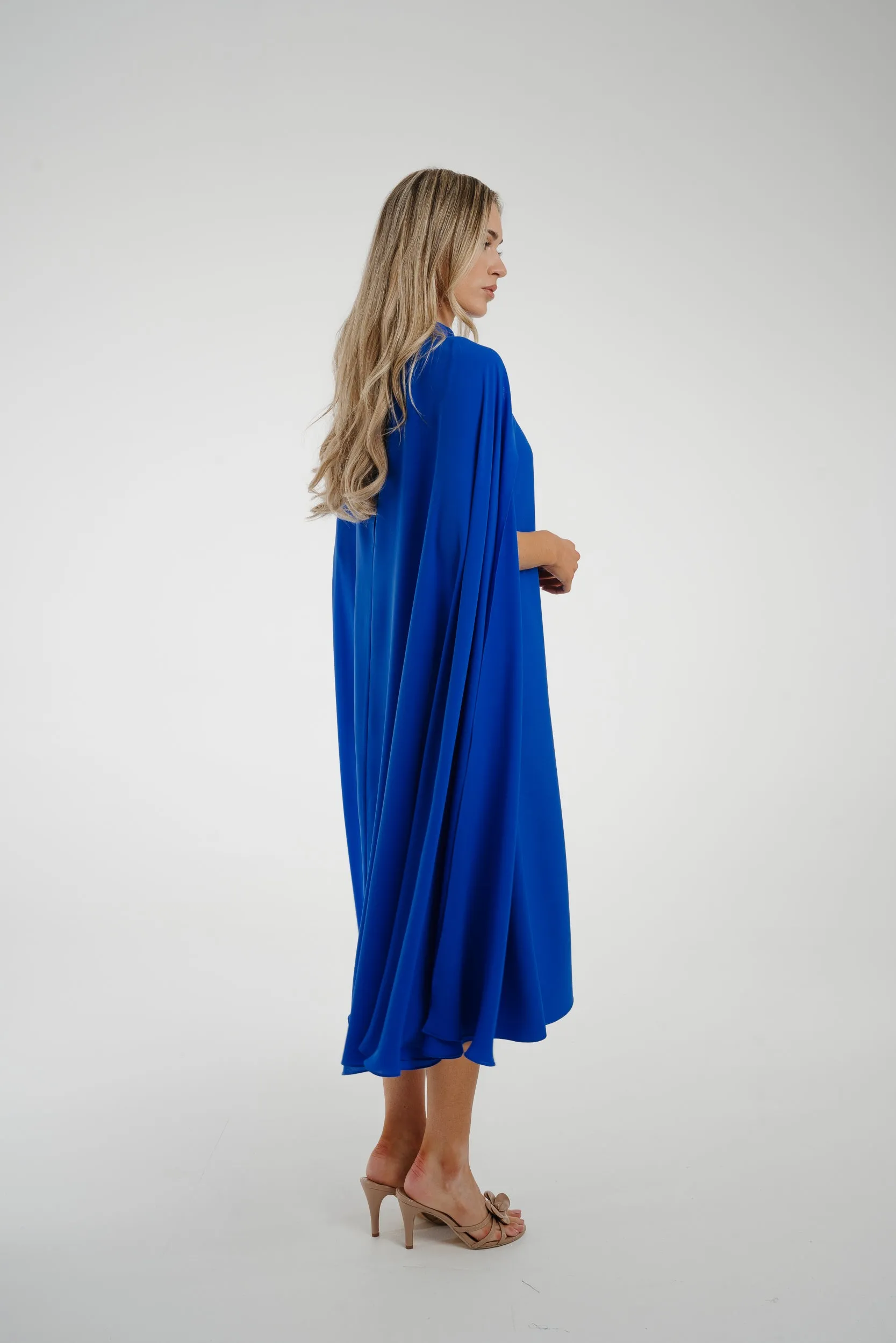 Marissa Cape Overlay Dress In Blue