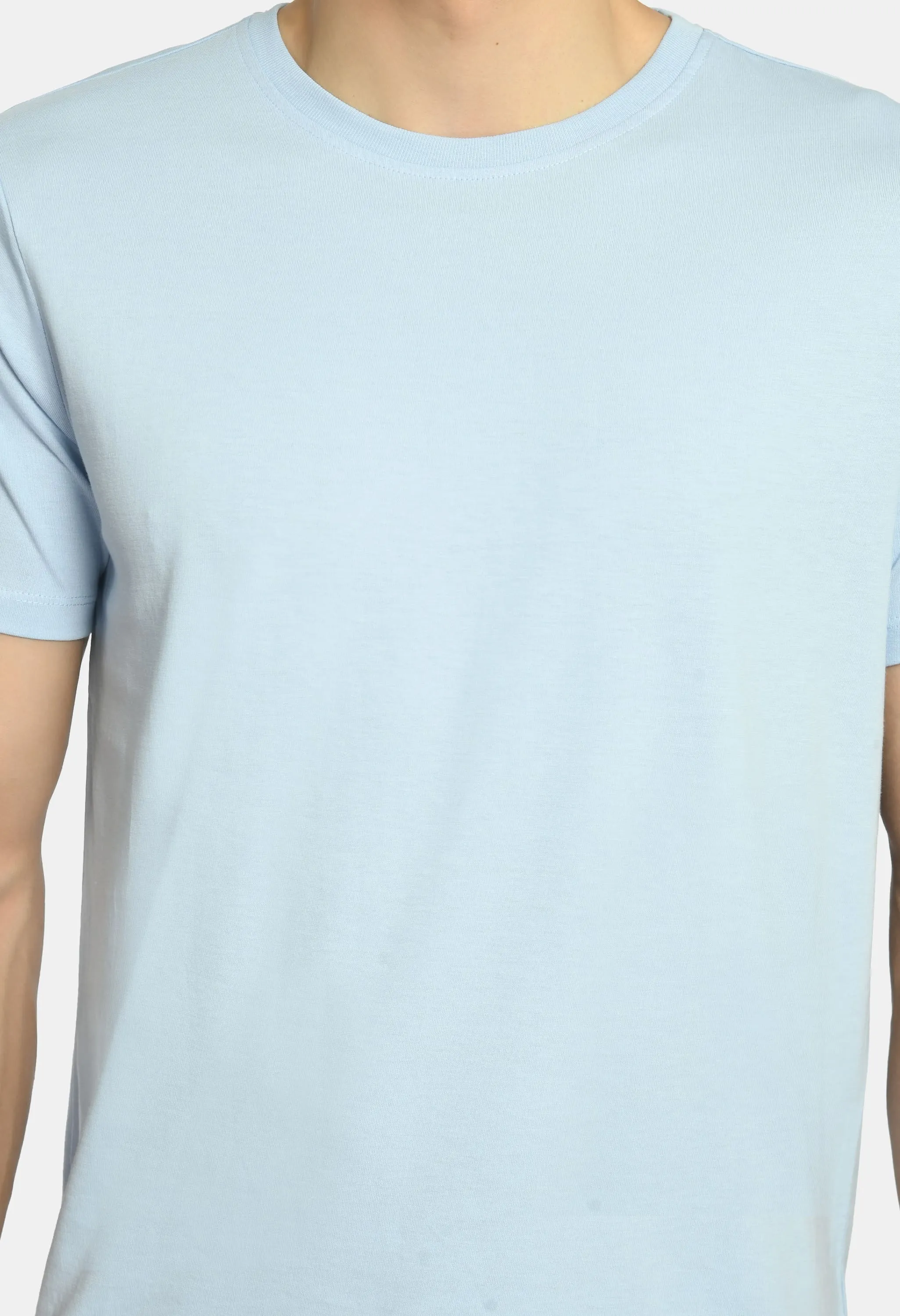 Men's Plain Baby Blue Round Neck T-Shirt