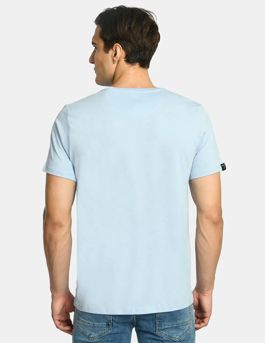 Men's Plain Baby Blue Round Neck T-Shirt