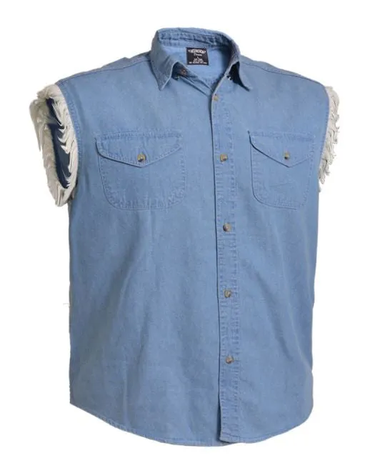 Mens UNIK DENIM Cutoff Shirt - Original Blue