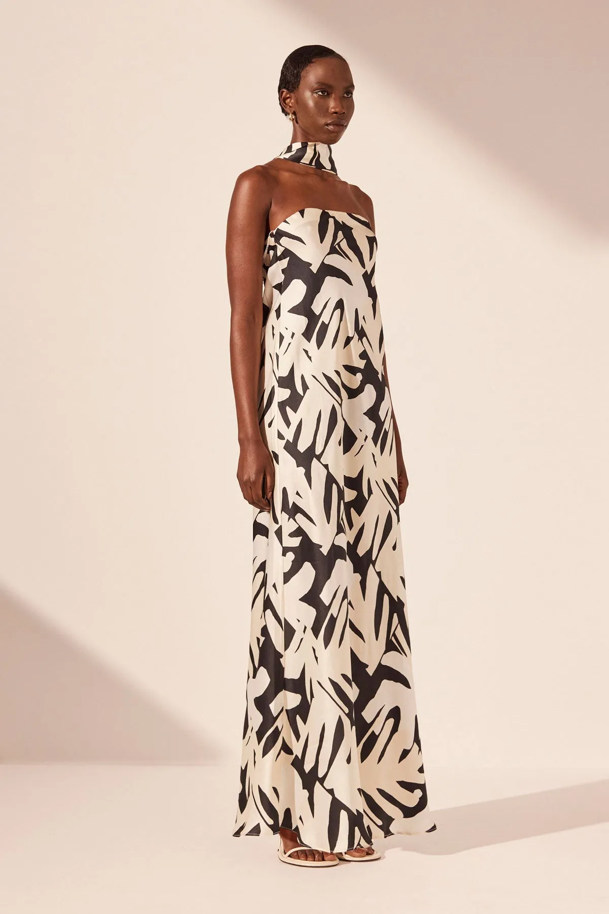 MICAH SILK STRAPLESS BIAS MAXI DRESS