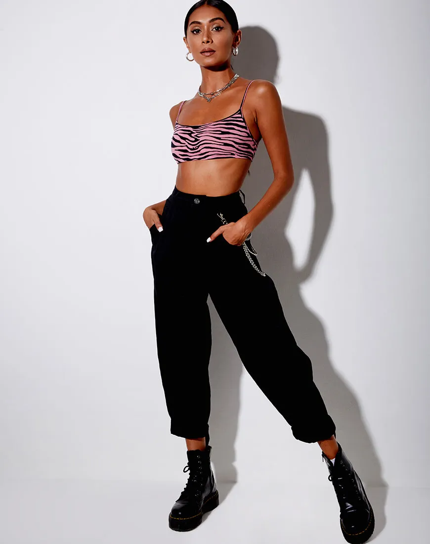 Micro Crop Top in Zip's Zebra Pink