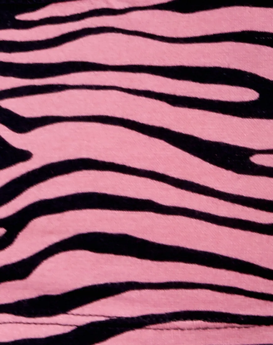 Micro Crop Top in Zip's Zebra Pink