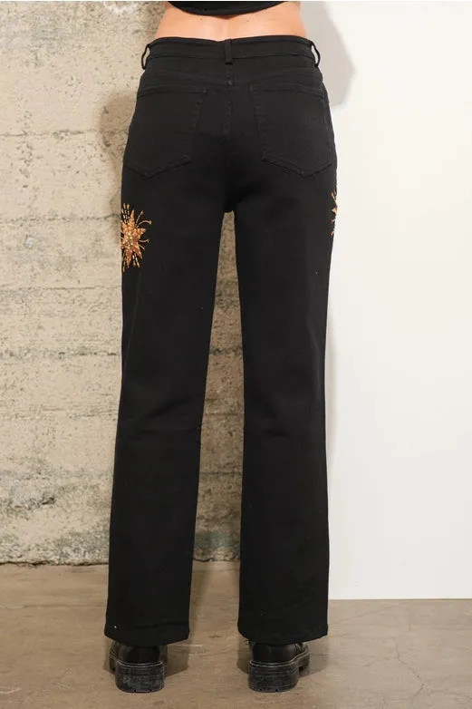 Mid Rise Stretch Denim Jeans Black