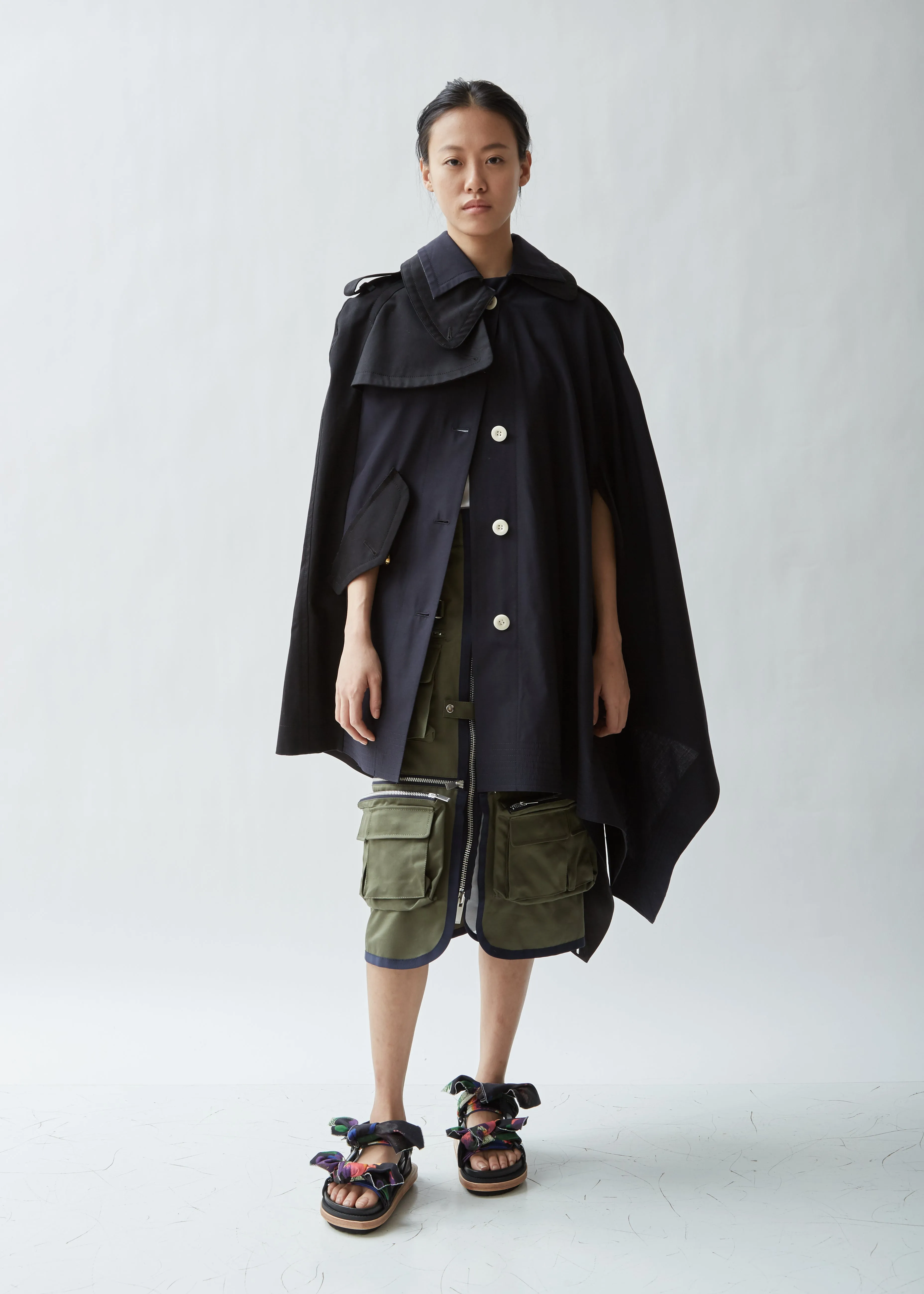 Mixed Poplin Cape Jacket