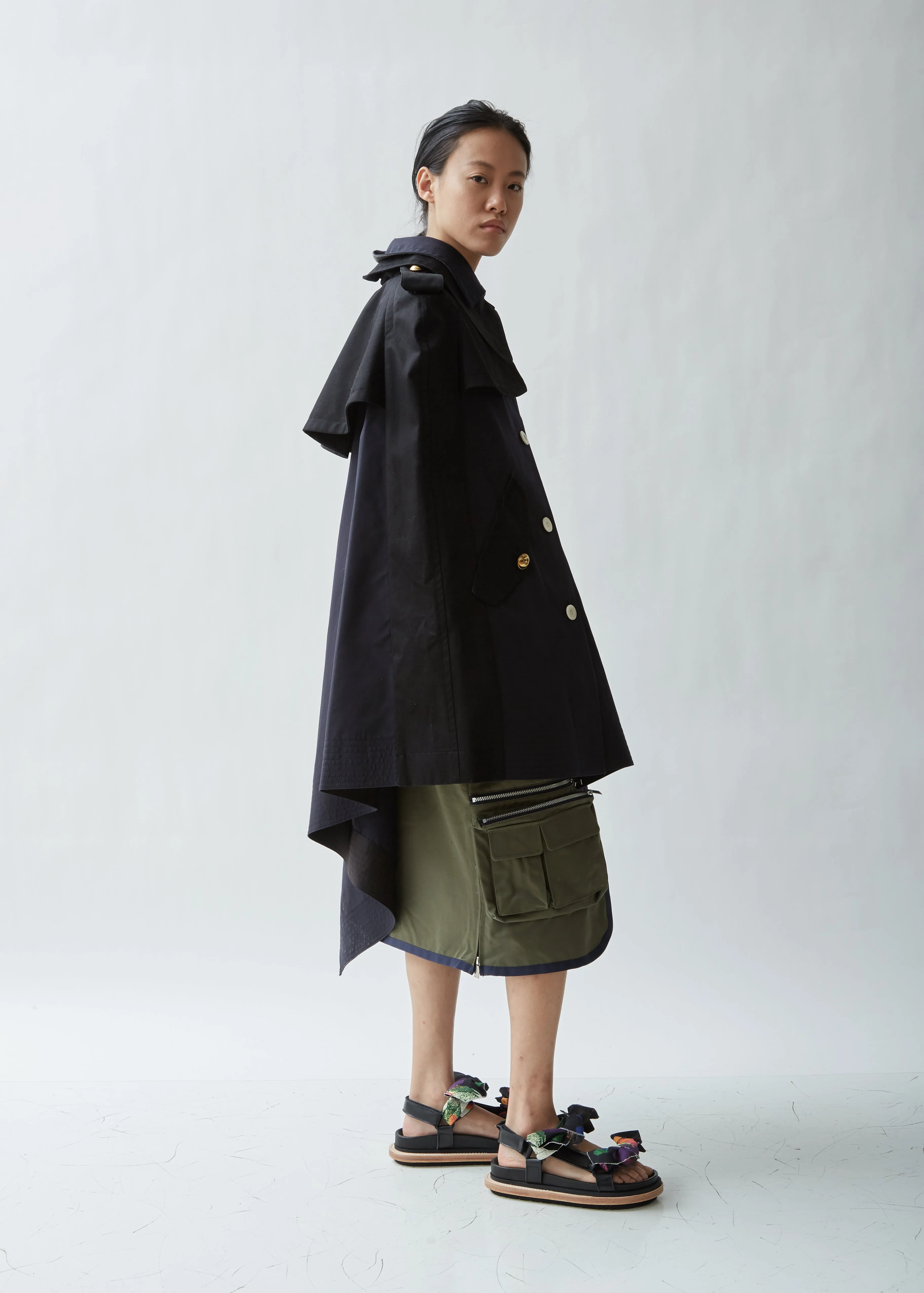 Mixed Poplin Cape Jacket