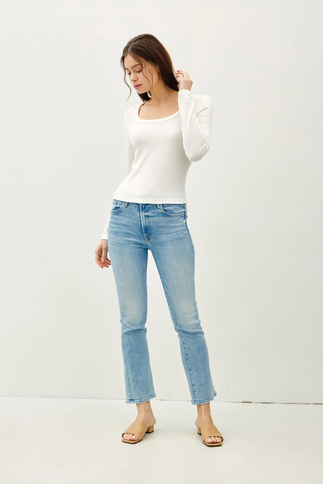 Molly Basic Scoop Neck Top, Ivory