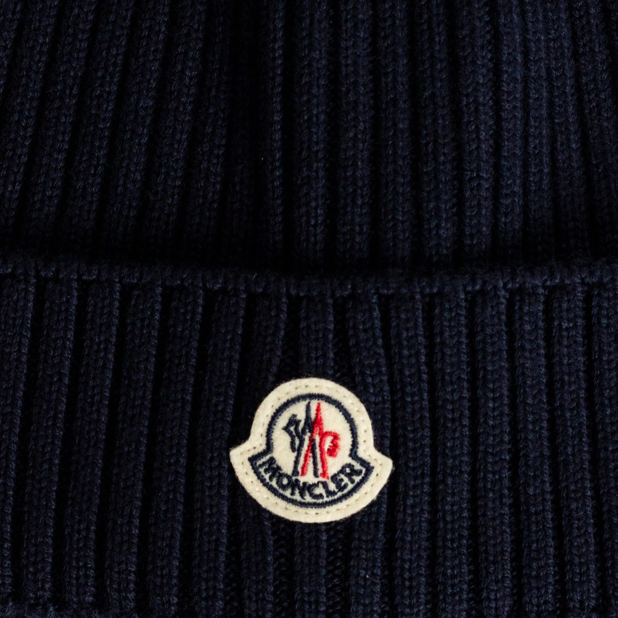 MONCLER - Wool Logo-Patch Beanie Navy