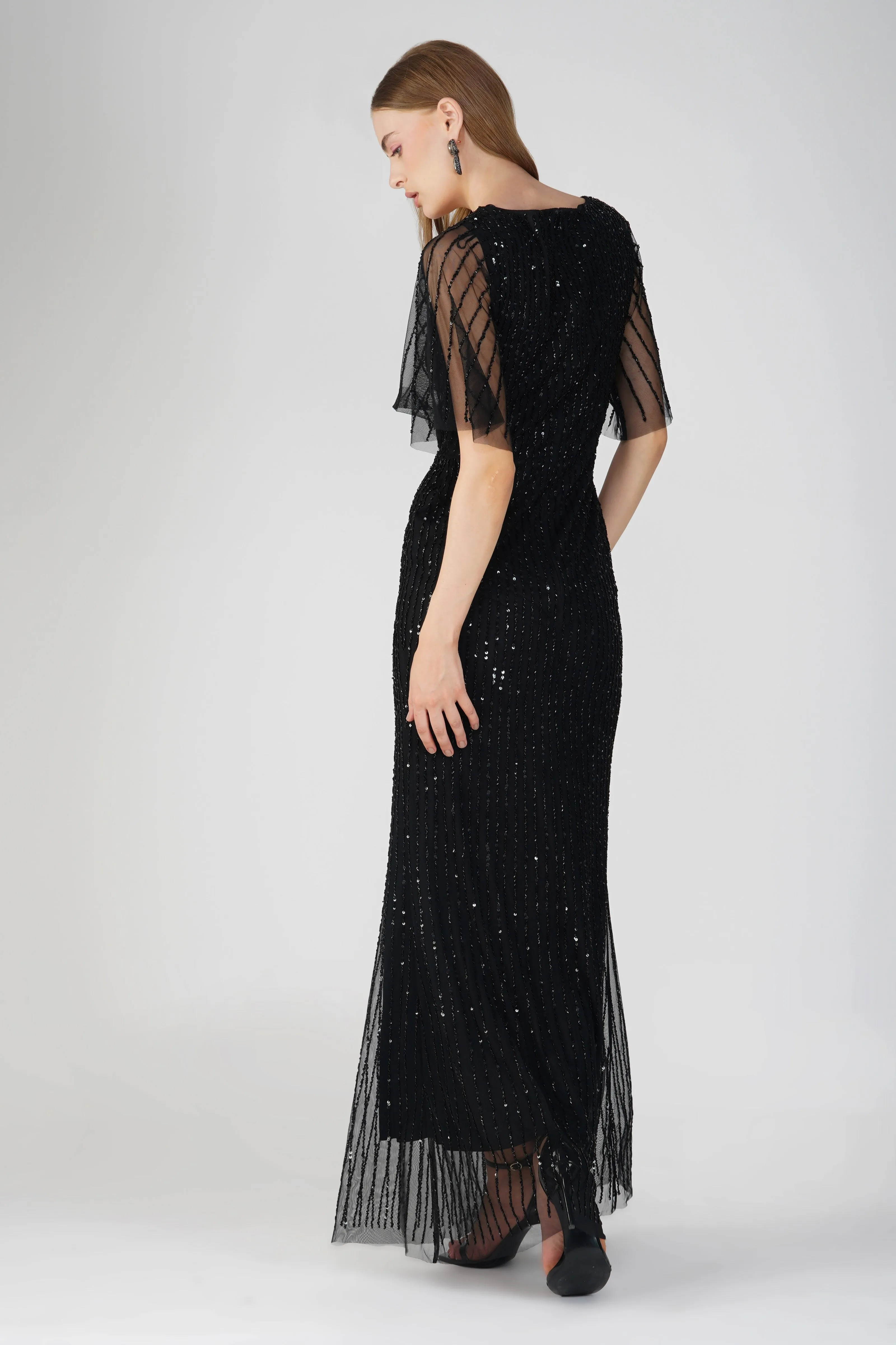 Moschina Embellished Maxi Dress in Black