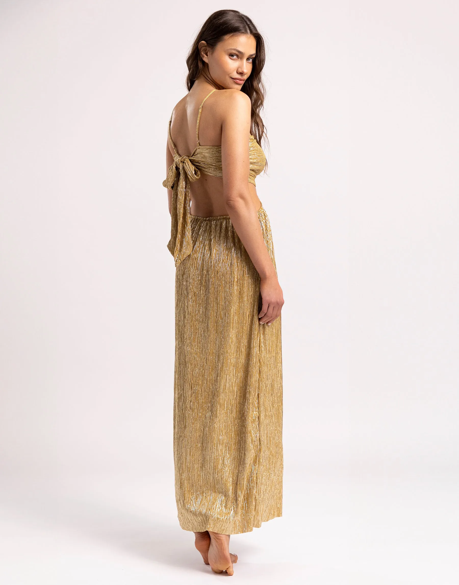 Naomi Maxi Dress by Summer Haus - Metallic Gold