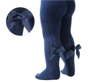 Navy Bow Tights