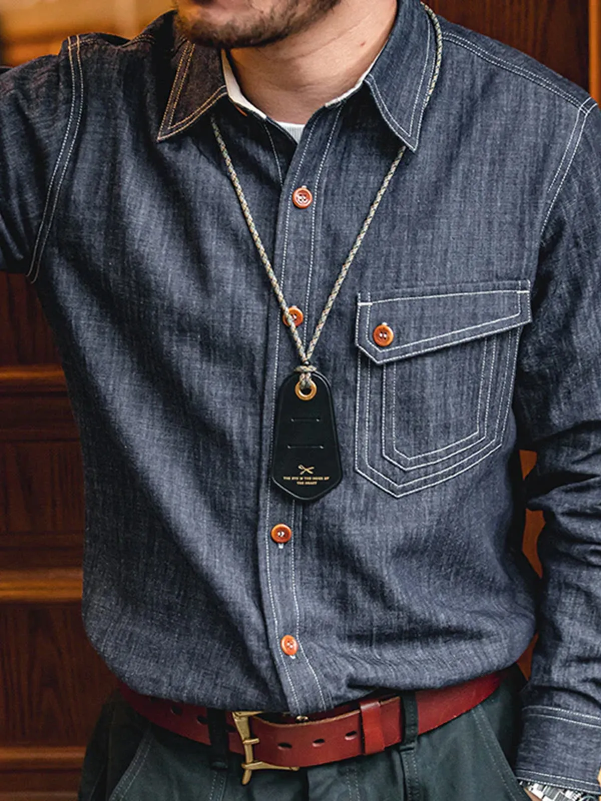 Navy CPO Denim Cotton Shirt