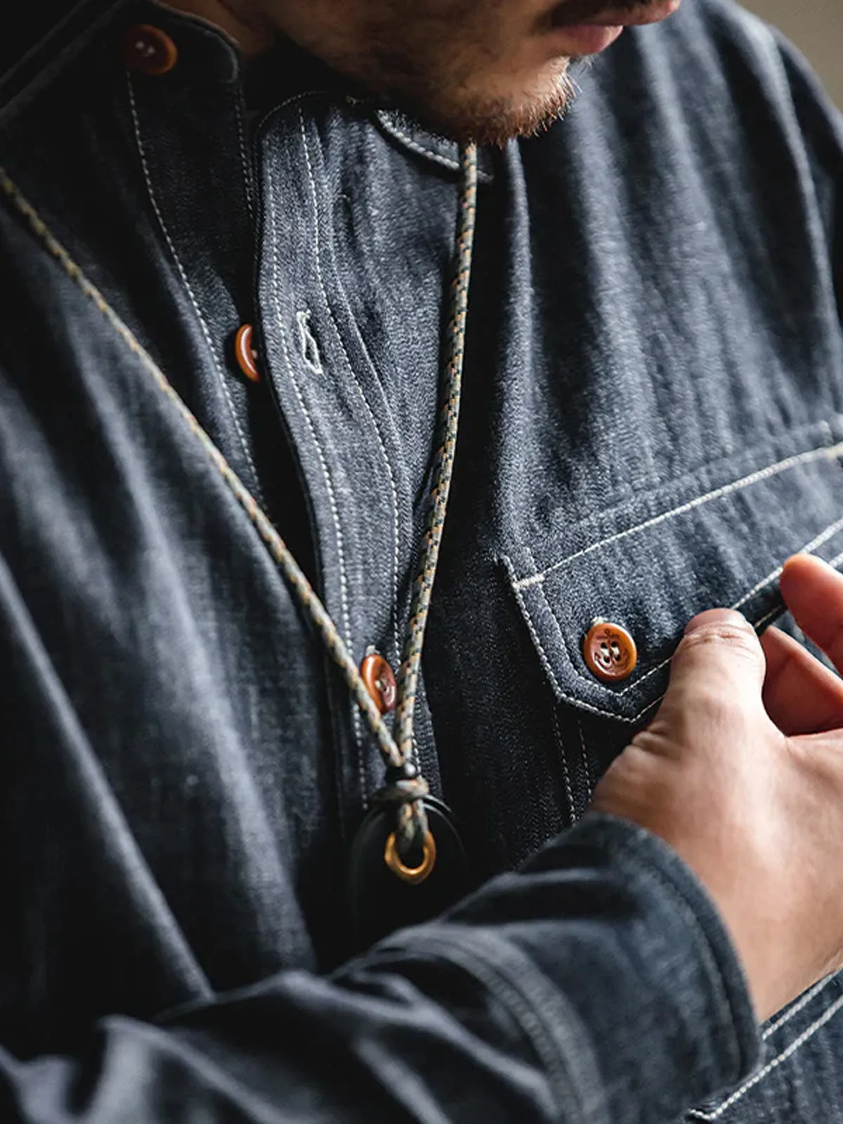 Navy CPO Denim Cotton Shirt