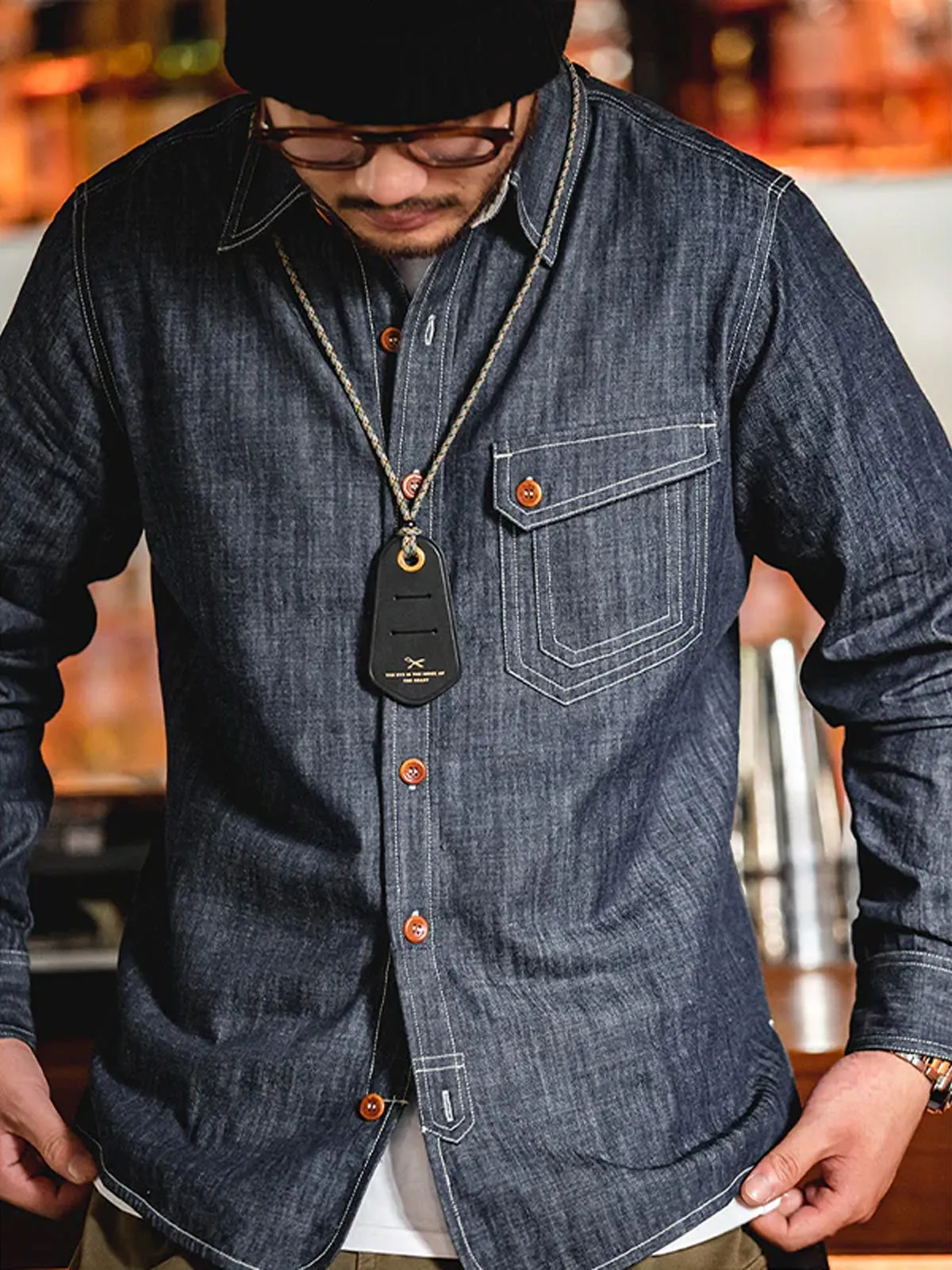 Navy CPO Denim Cotton Shirt