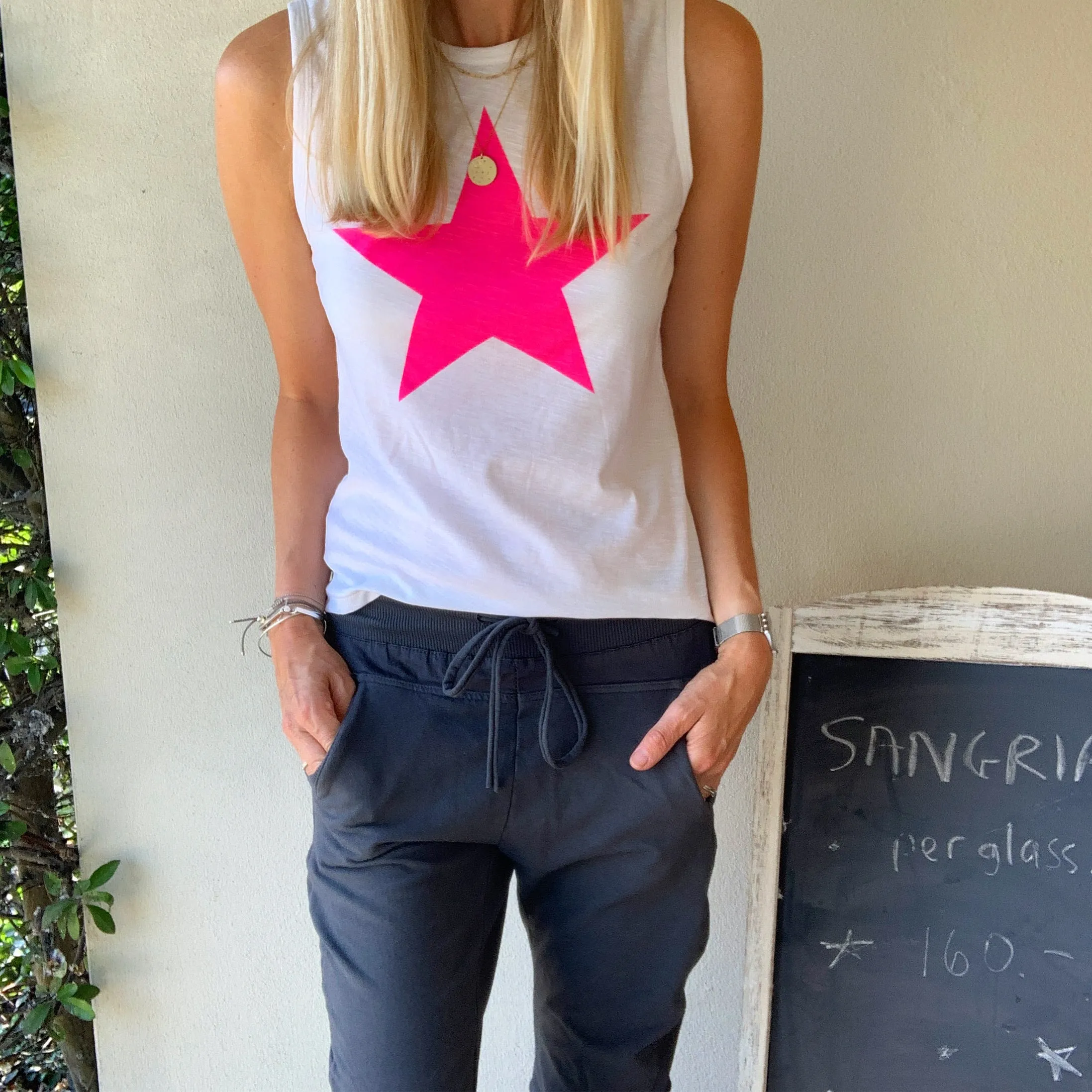 Neon pink star  tank top *NEW*