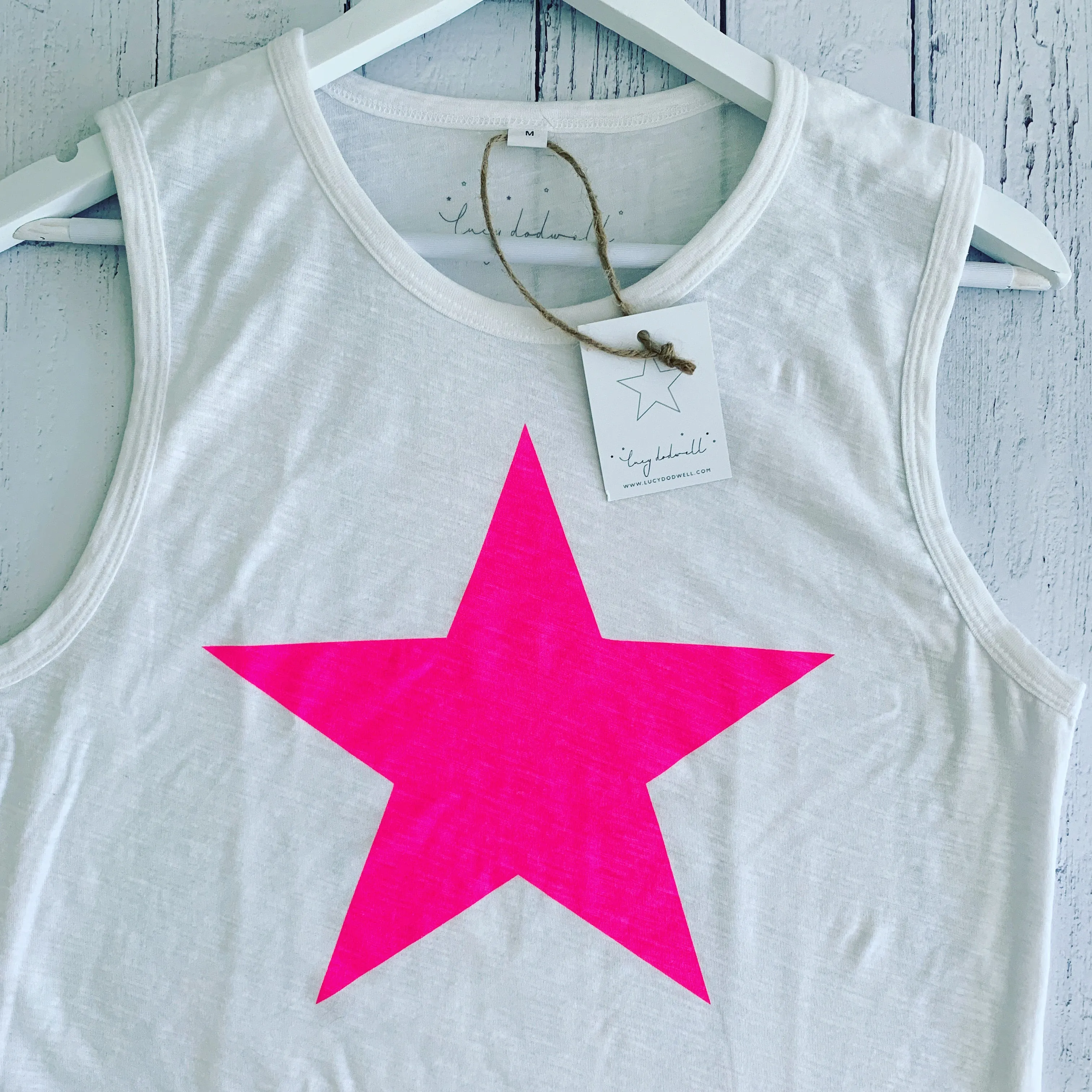 Neon pink star  tank top *NEW*