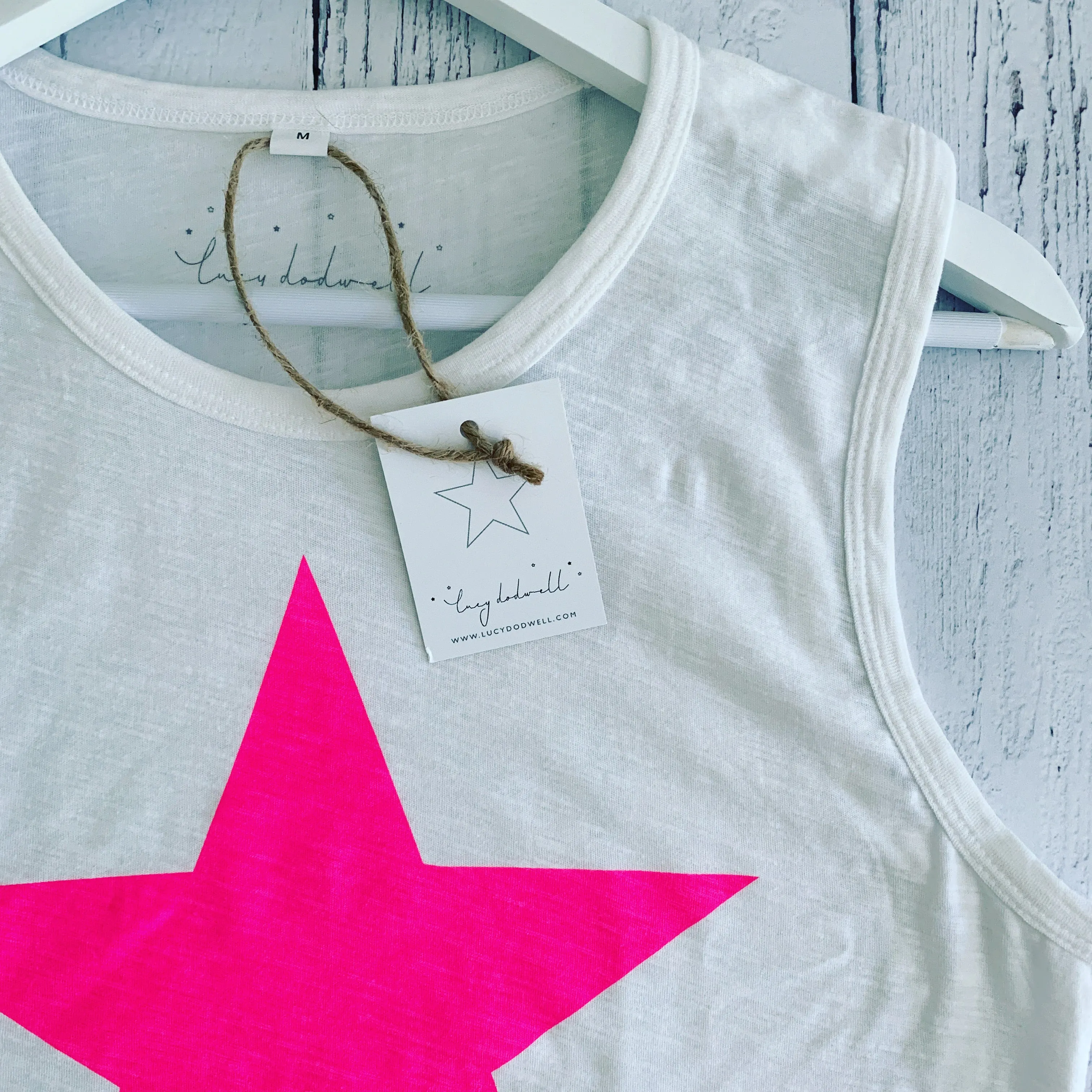 Neon pink star  tank top *NEW*