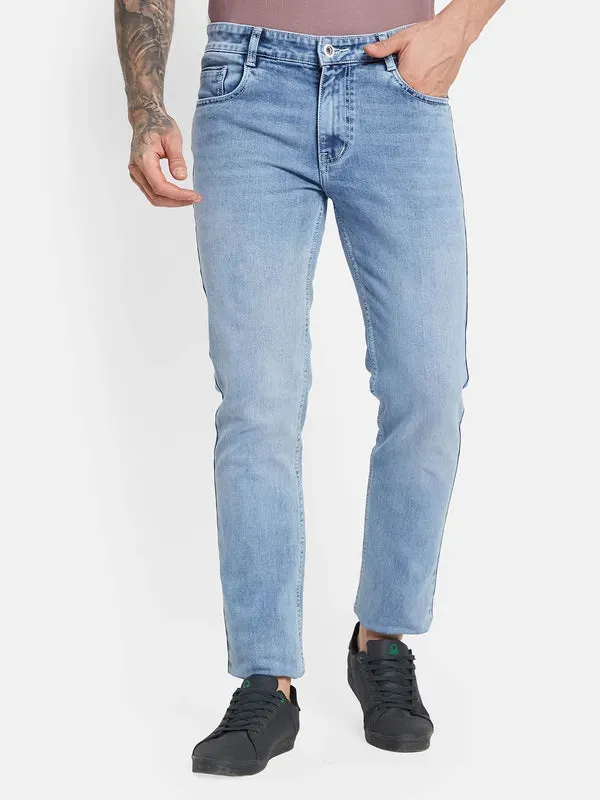 Octave Men Mid-Rise Clean Look Heavy Fade Cotton Jeans