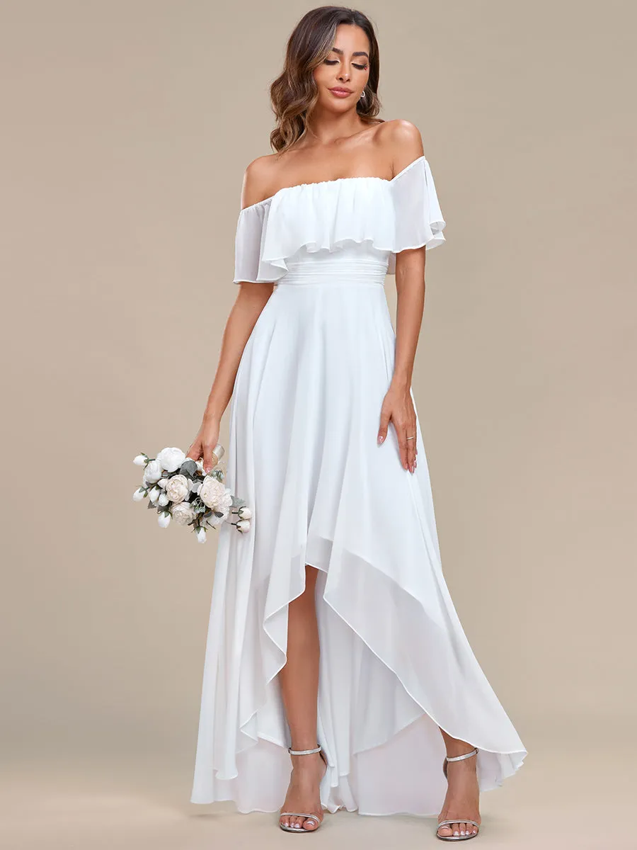 Off Shoulder Chiffon Split Wholesale Bridesmaid Dresses