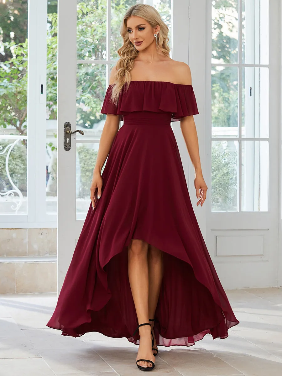 Off Shoulder Chiffon Split Wholesale Bridesmaid Dresses