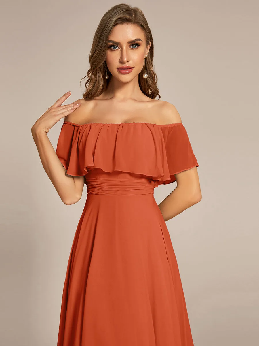 Off Shoulder Chiffon Split Wholesale Bridesmaid Dresses