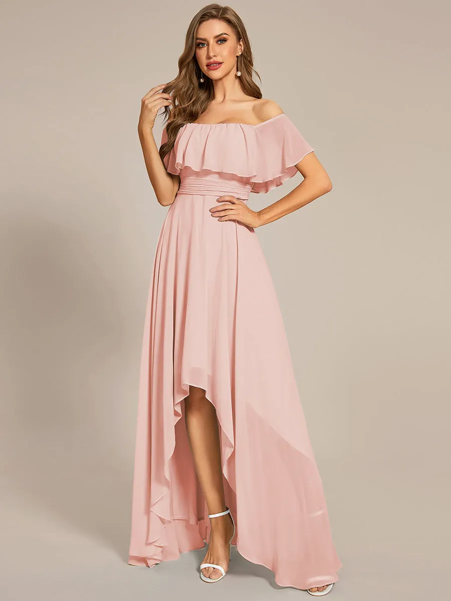 Off Shoulder Chiffon Split Wholesale Bridesmaid Dresses