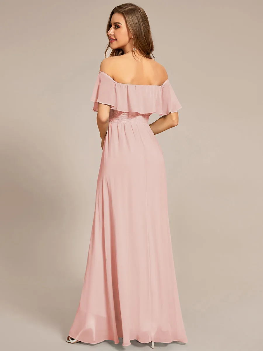 Off Shoulder Chiffon Split Wholesale Bridesmaid Dresses