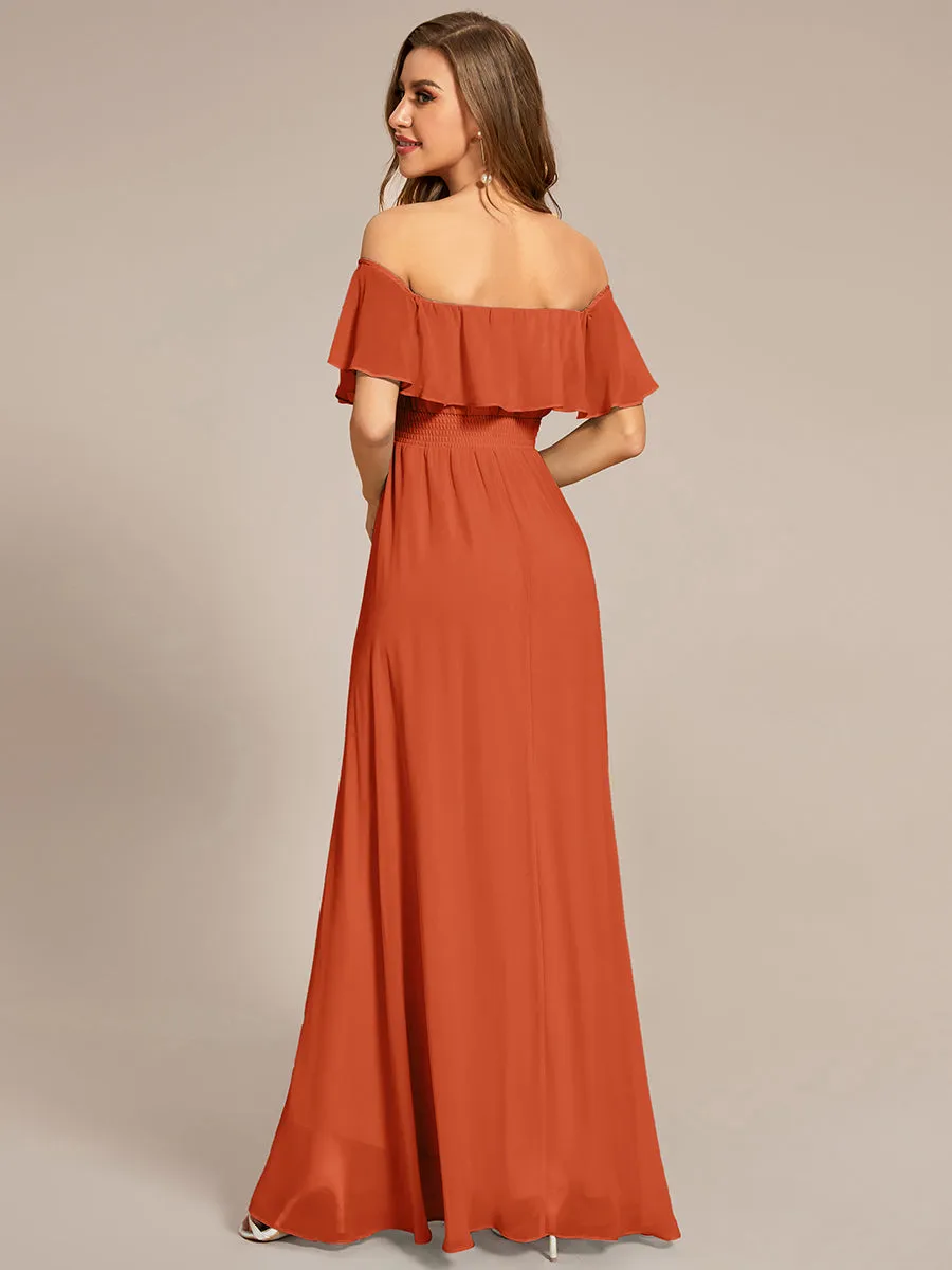 Off Shoulder Chiffon Split Wholesale Bridesmaid Dresses