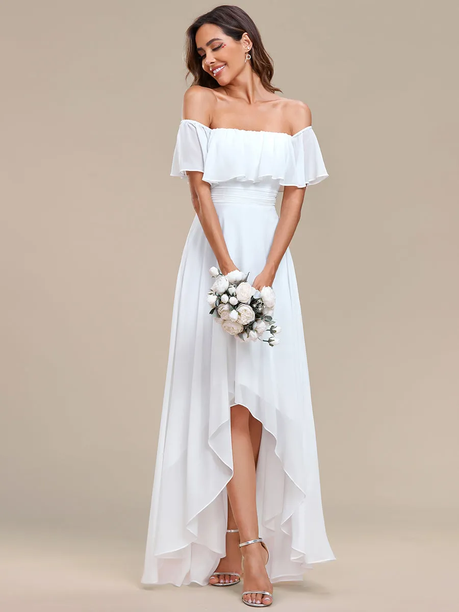 Off Shoulder Chiffon Split Wholesale Bridesmaid Dresses