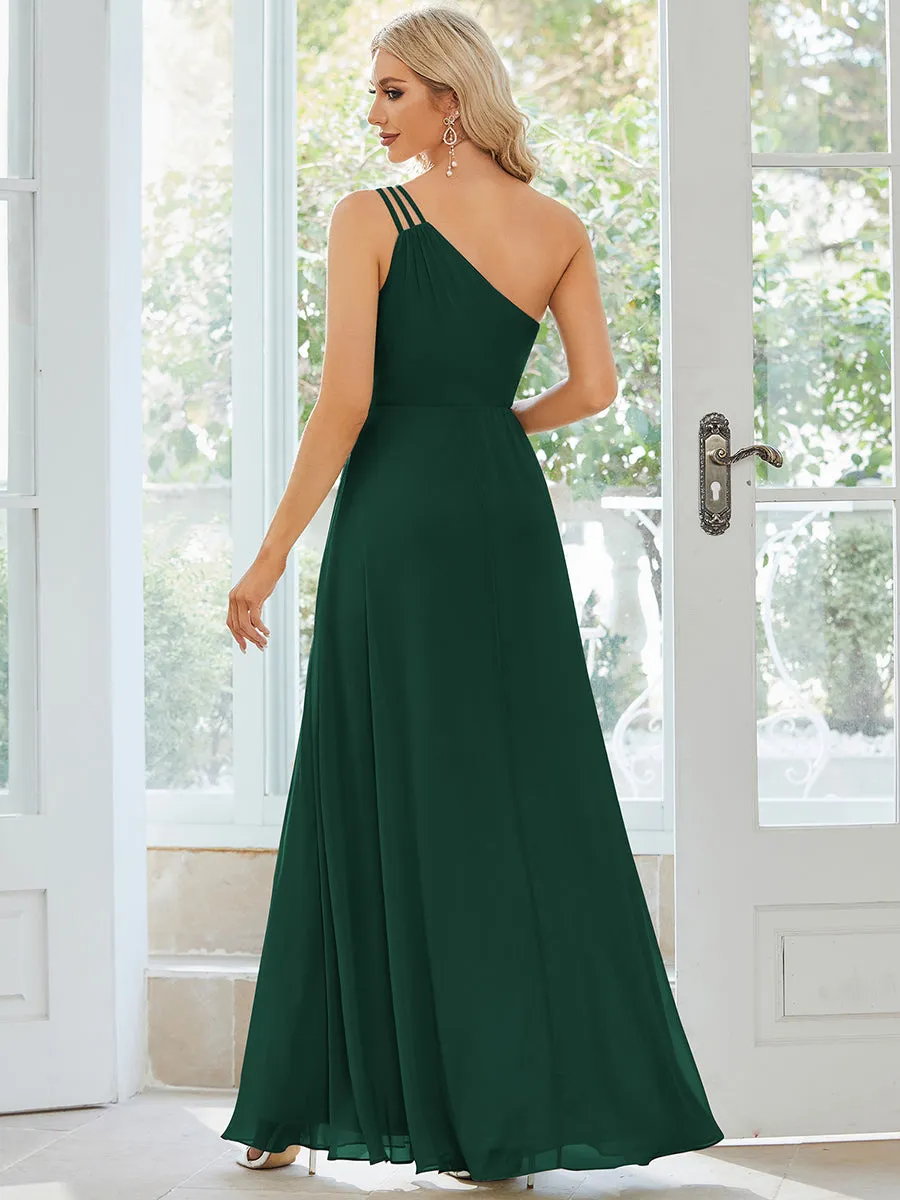 One Shoulder Beaded Chiffon Wholesale Bridesmaid Dresses