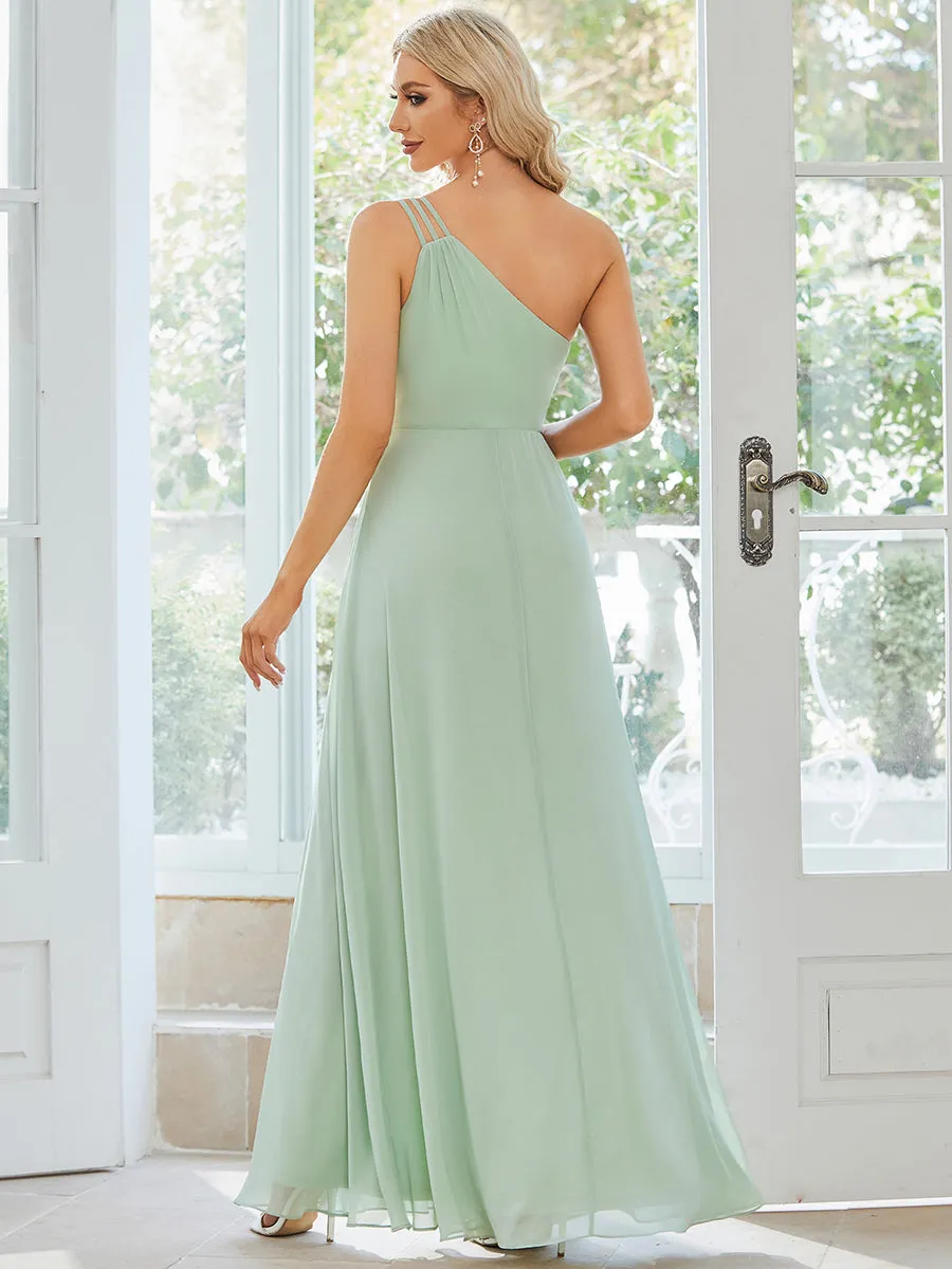 One Shoulder Beaded Chiffon Wholesale Bridesmaid Dresses