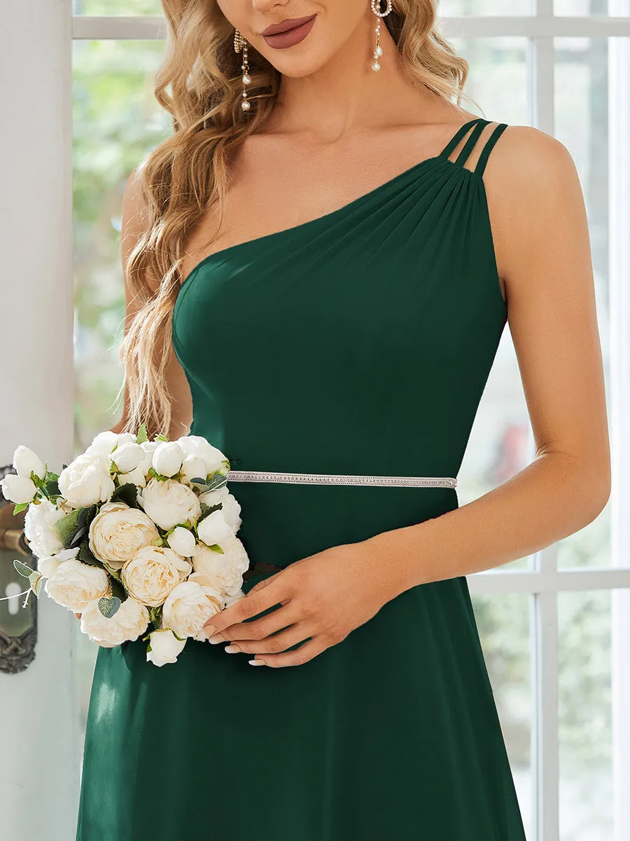 One Shoulder Beaded Chiffon Wholesale Bridesmaid Dresses