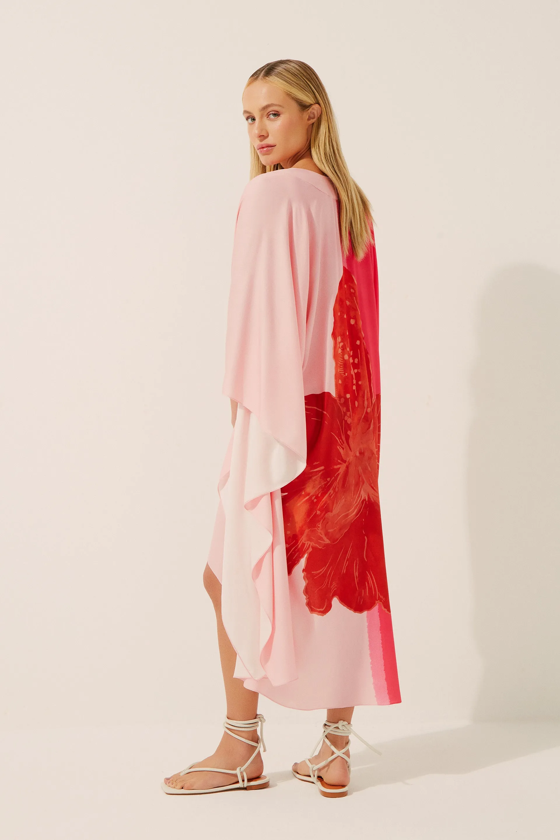 Orchid Duo Curved Hemline Midi Cape E4161A1401