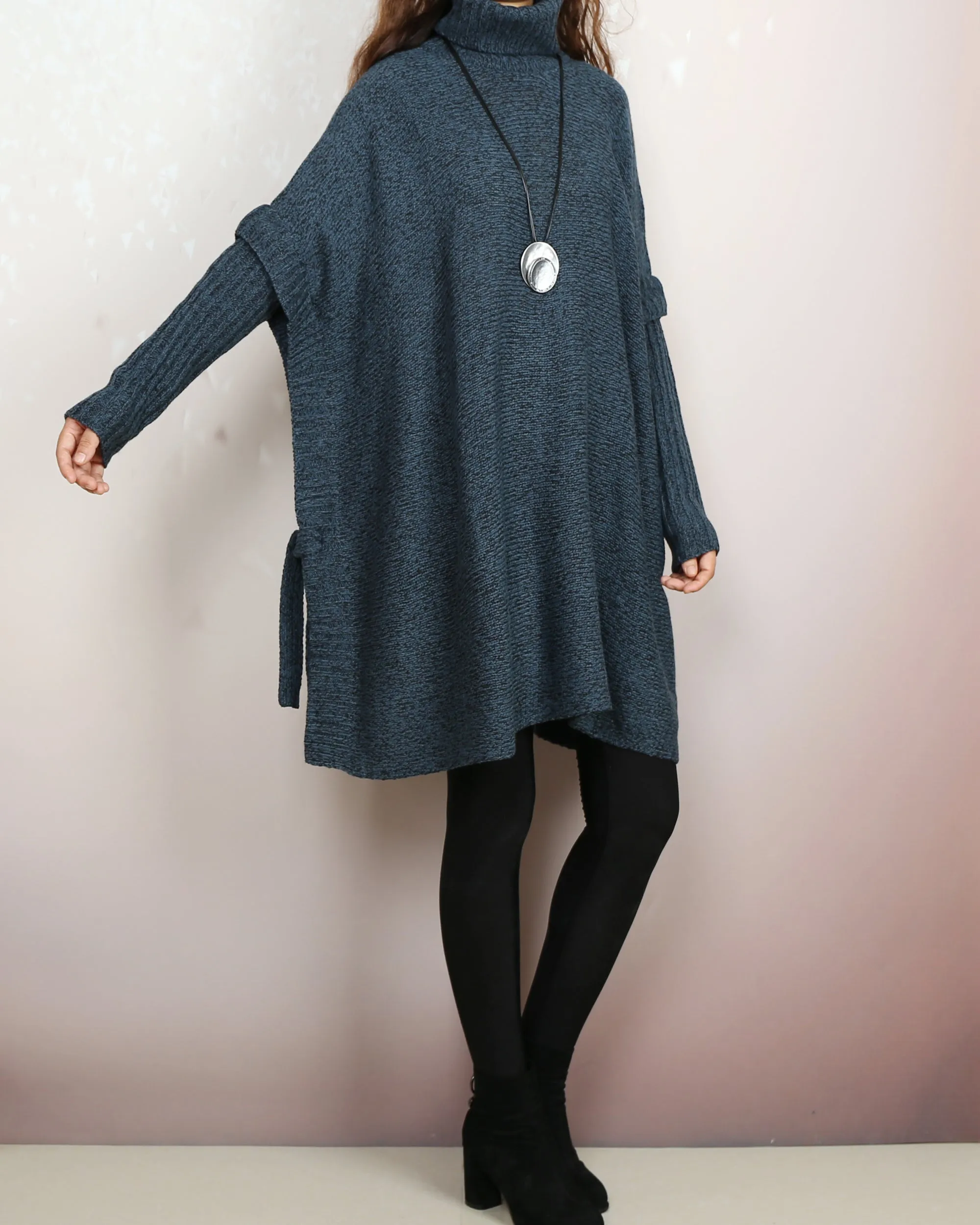 Oversized Sweater, sweater tunic dress, jumper tunic, pullover sweaters women, turtleneck sweater, knit dress, long sweaters(Y2137)