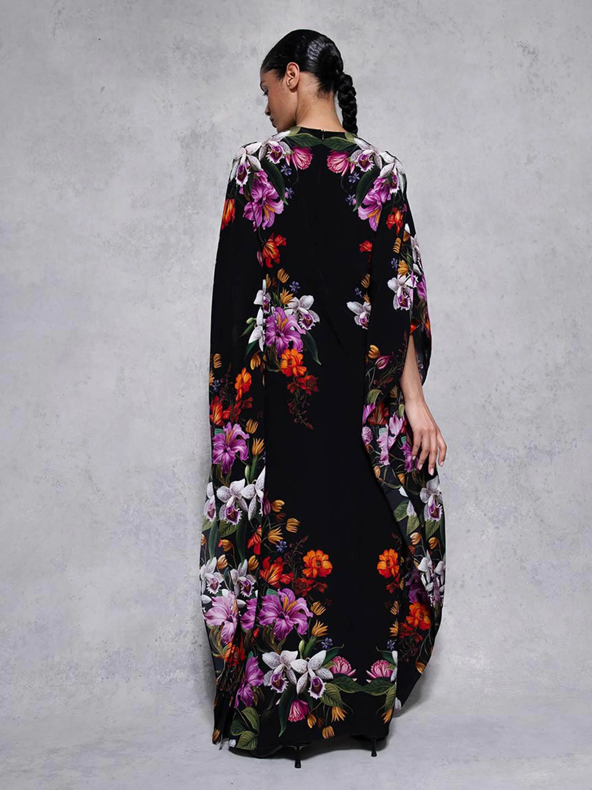 Painterly flower Eloise crepe maxi dress