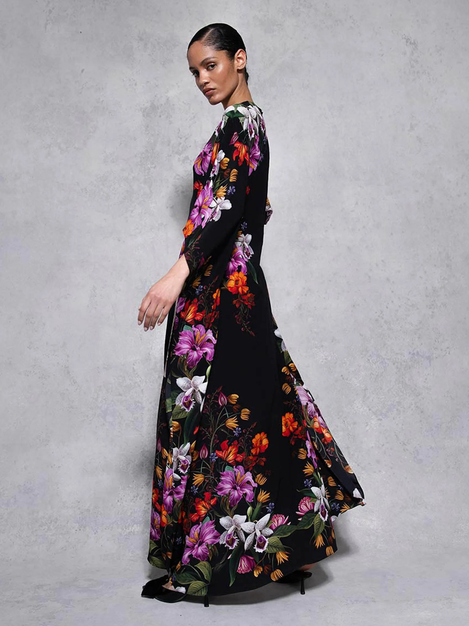 Painterly flower Eloise crepe maxi dress