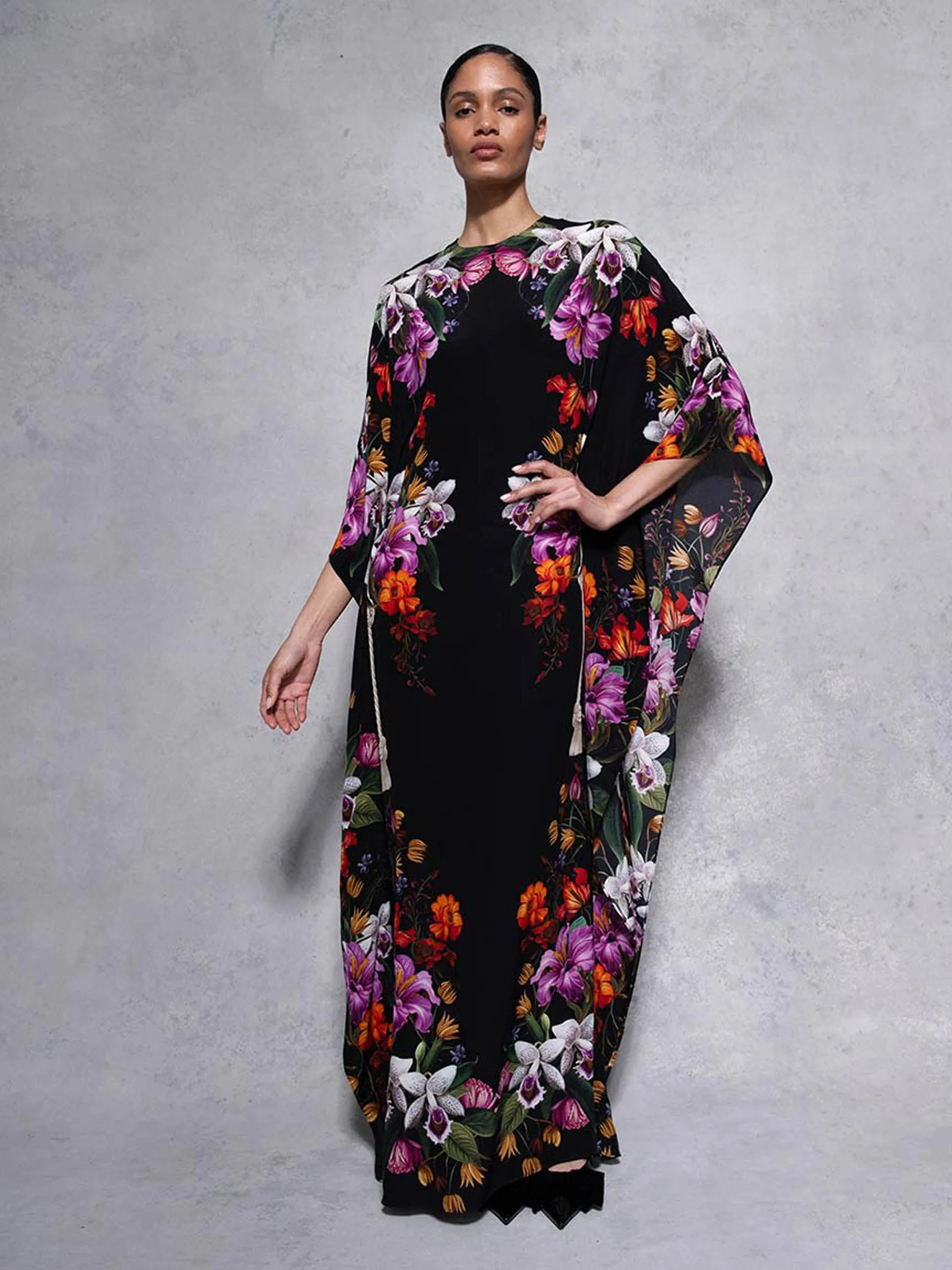 Painterly flower Eloise crepe maxi dress