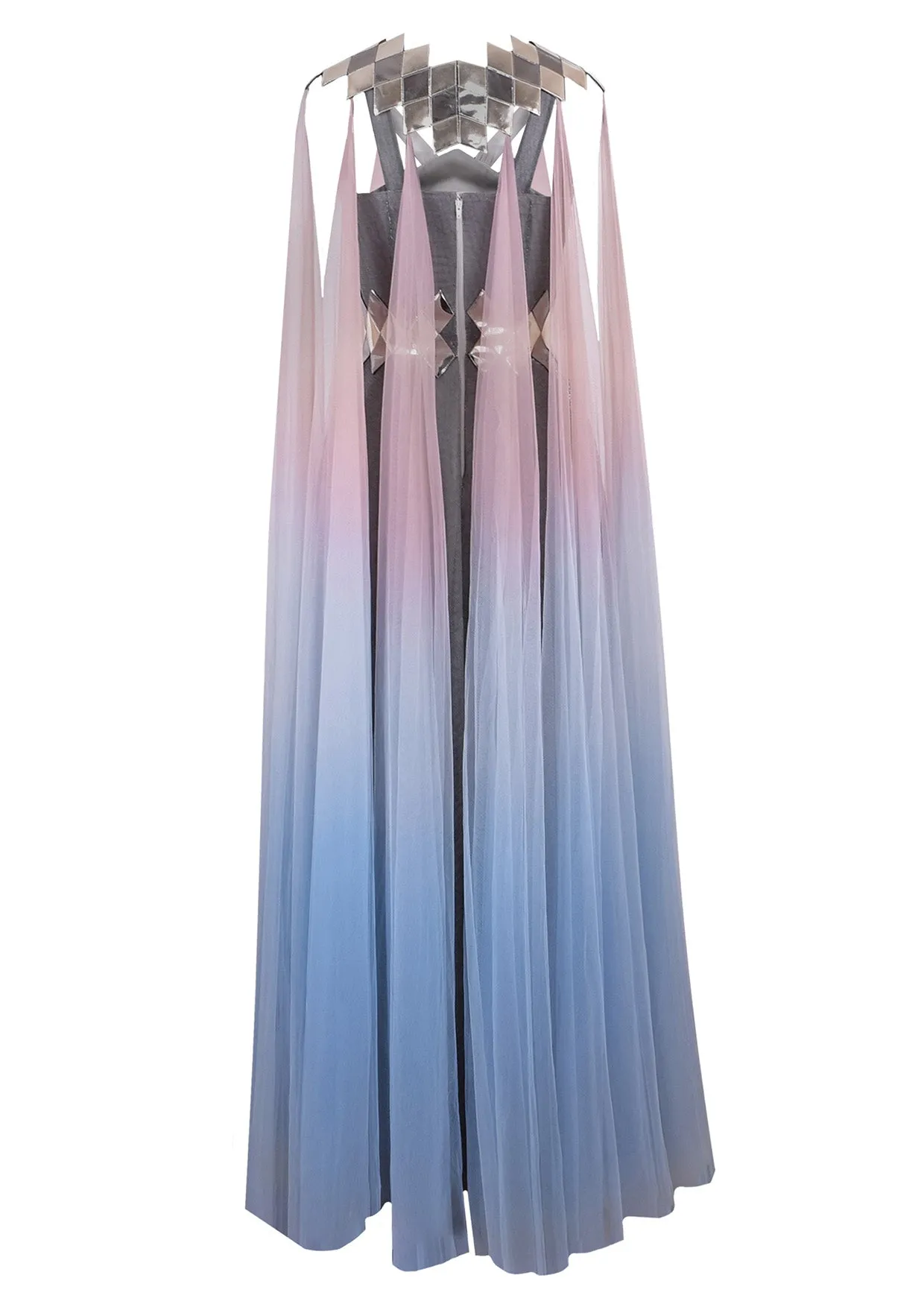 Panelled Tulle Maxi Kaftan Dress