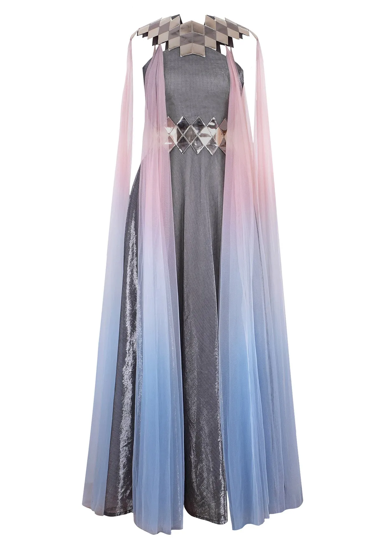 Panelled Tulle Maxi Kaftan Dress