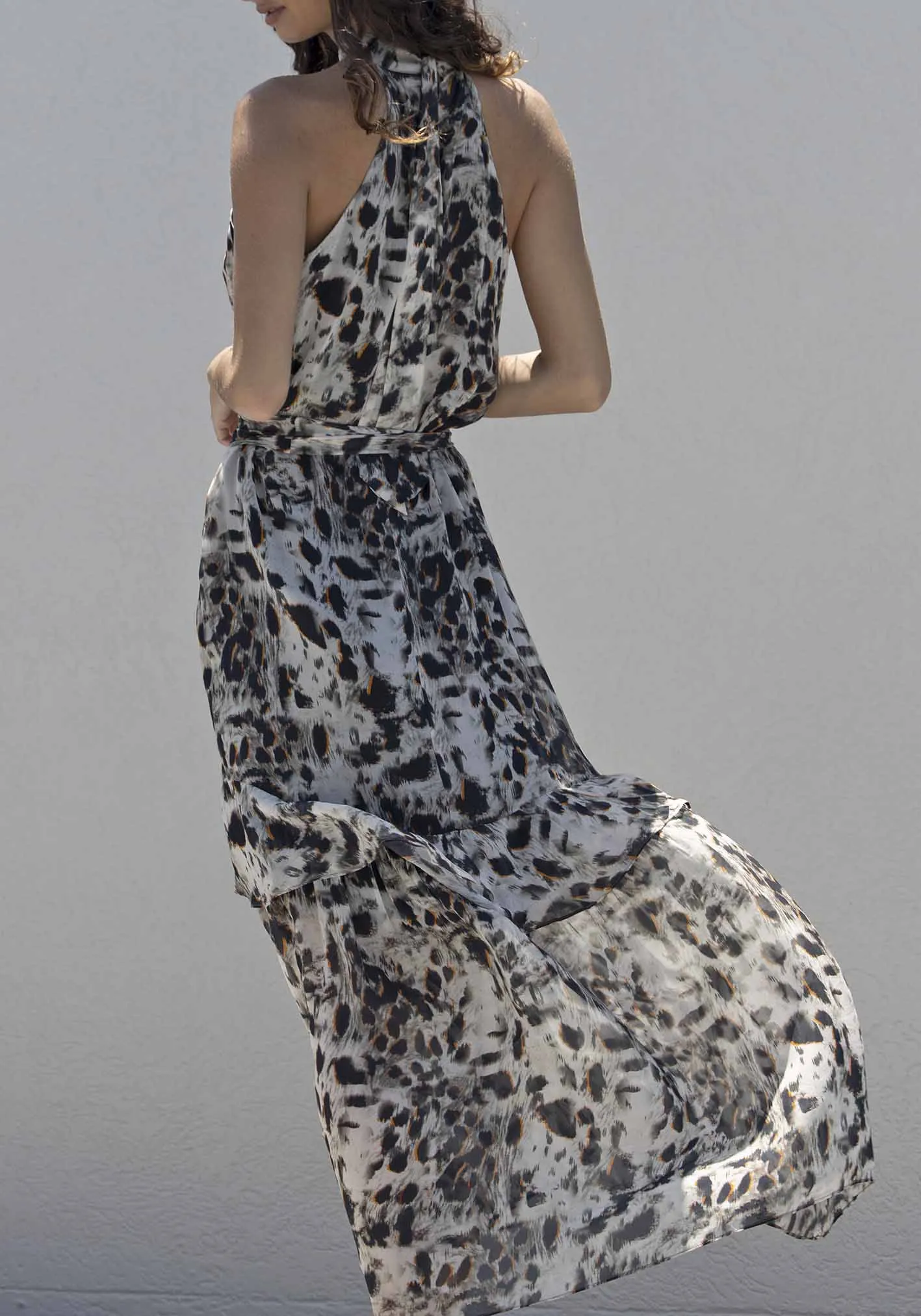 Panthera Animal Print Halter Maxi Dress