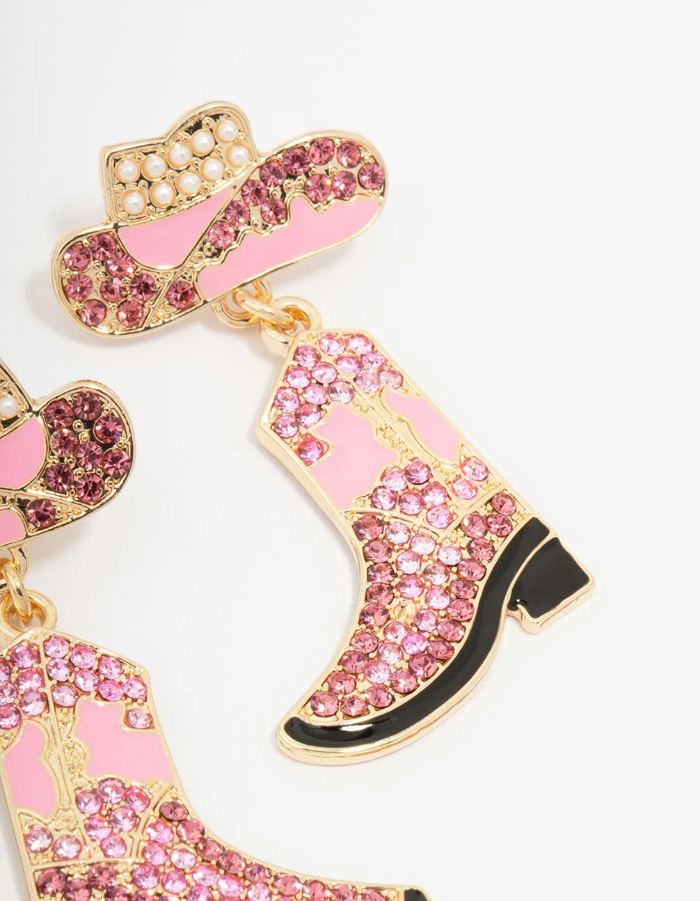 Pink Cowgirl Boot & Hat Earrings