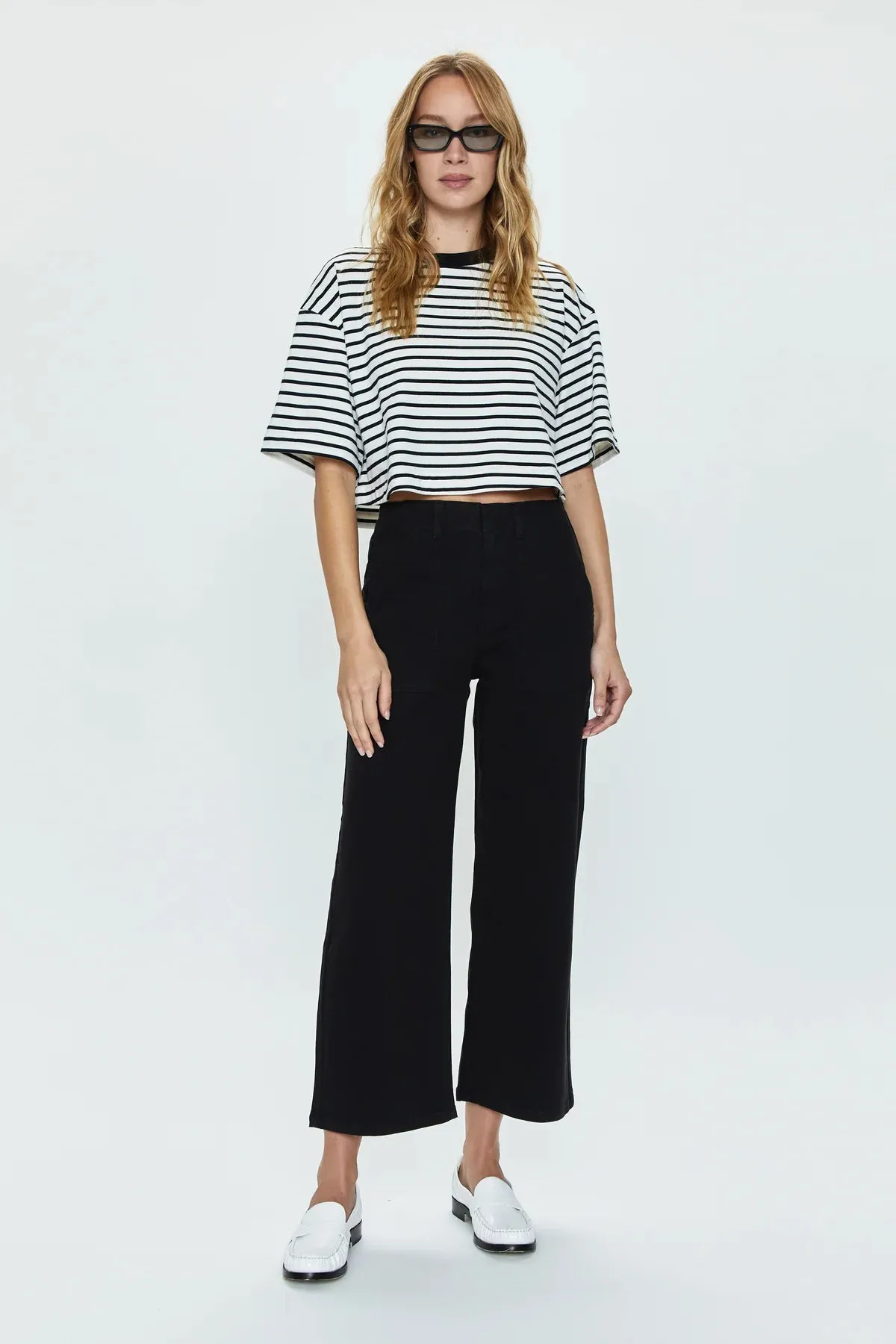 Pistola Sophia Wide Leg Utility Ankle Pants: Black