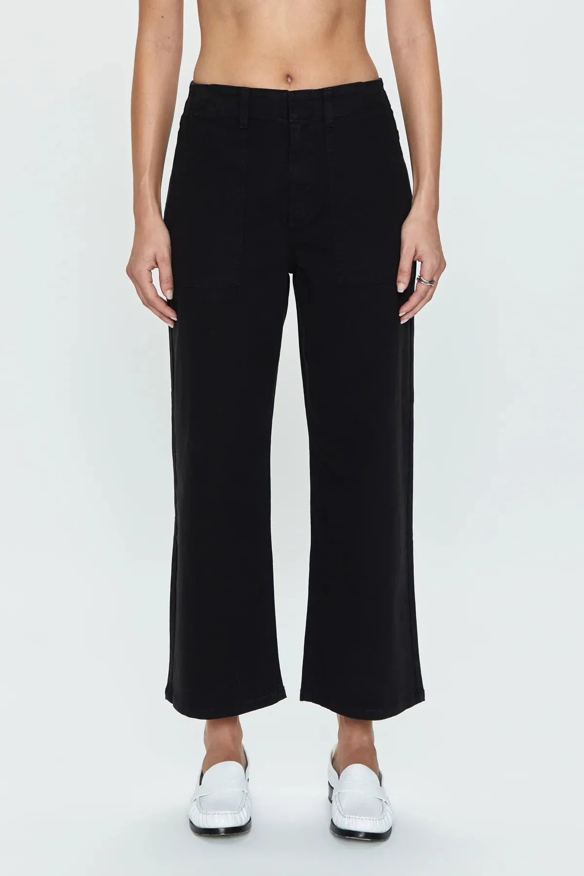 Pistola Sophia Wide Leg Utility Ankle Pants: Black