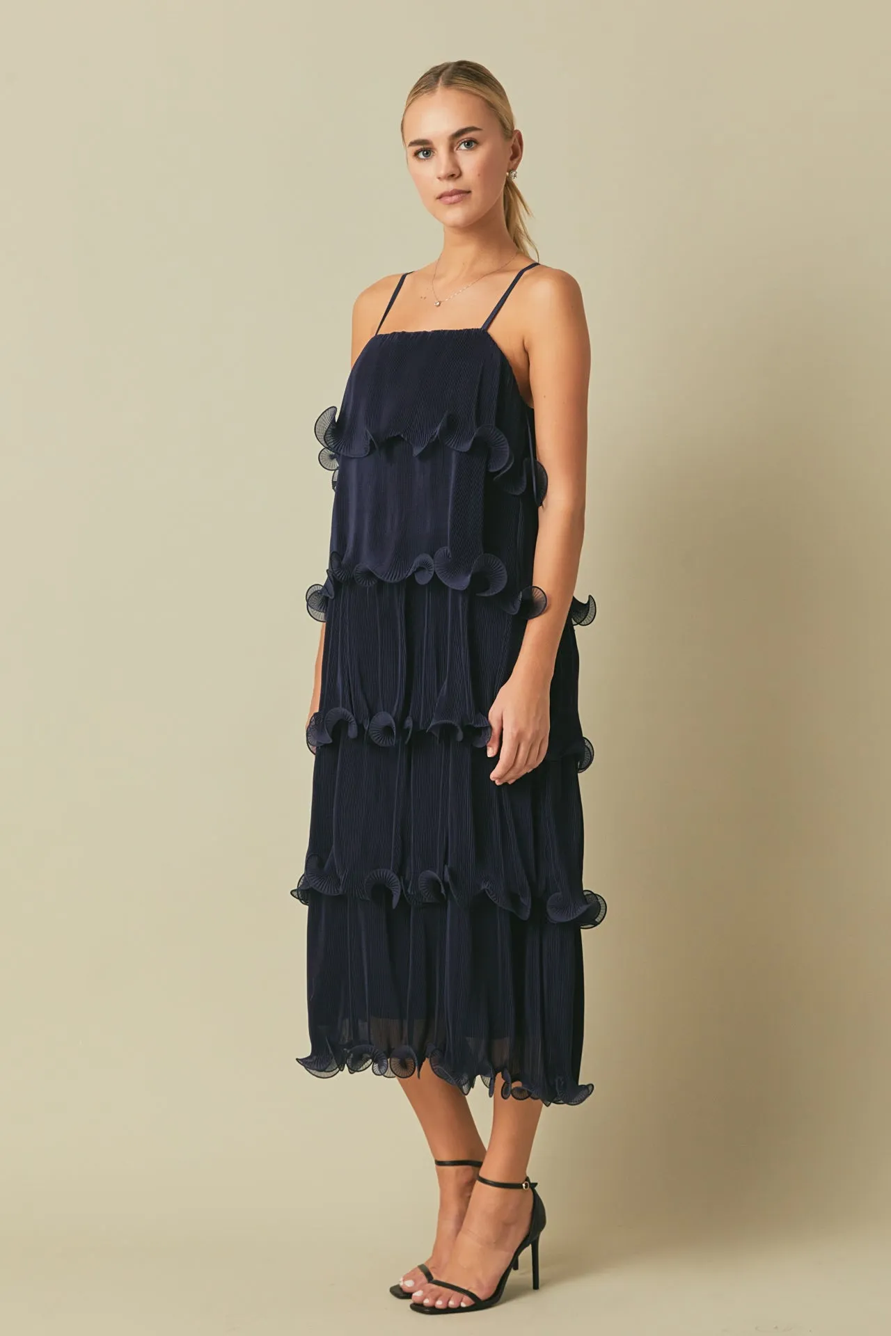 Pleated Tiered Long Dress