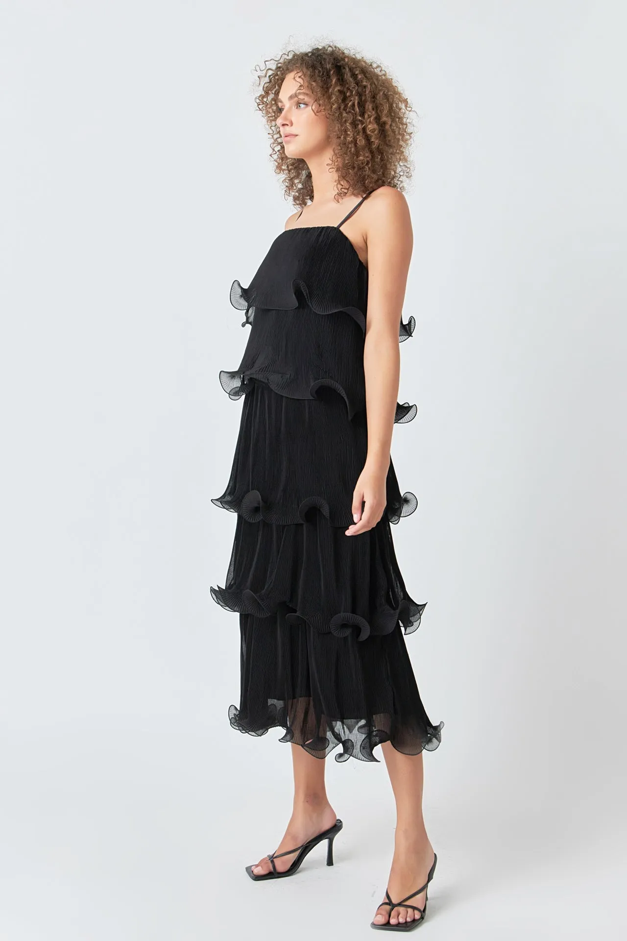 Pleated Tiered Long Dress