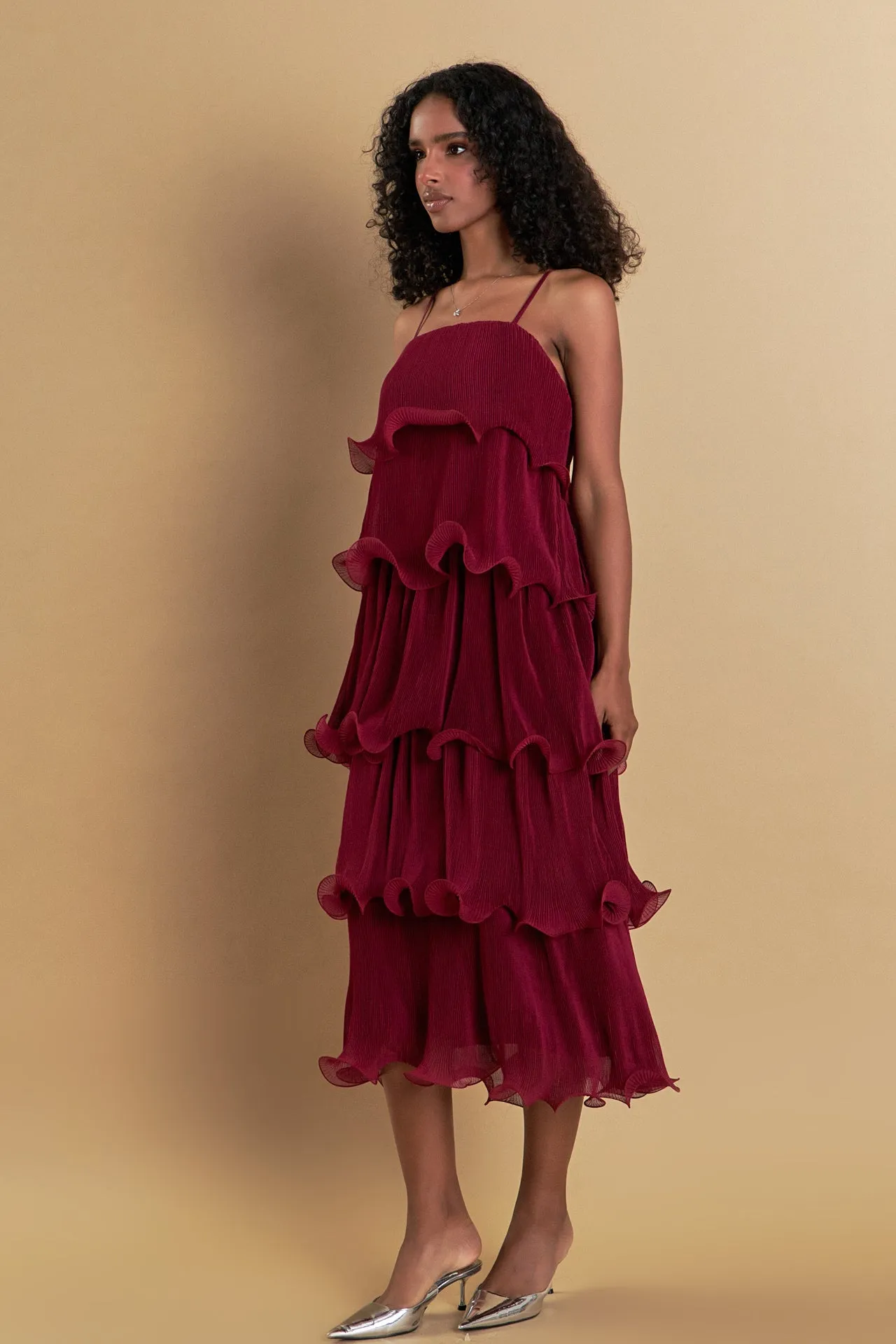 Pleated Tiered Long Dress