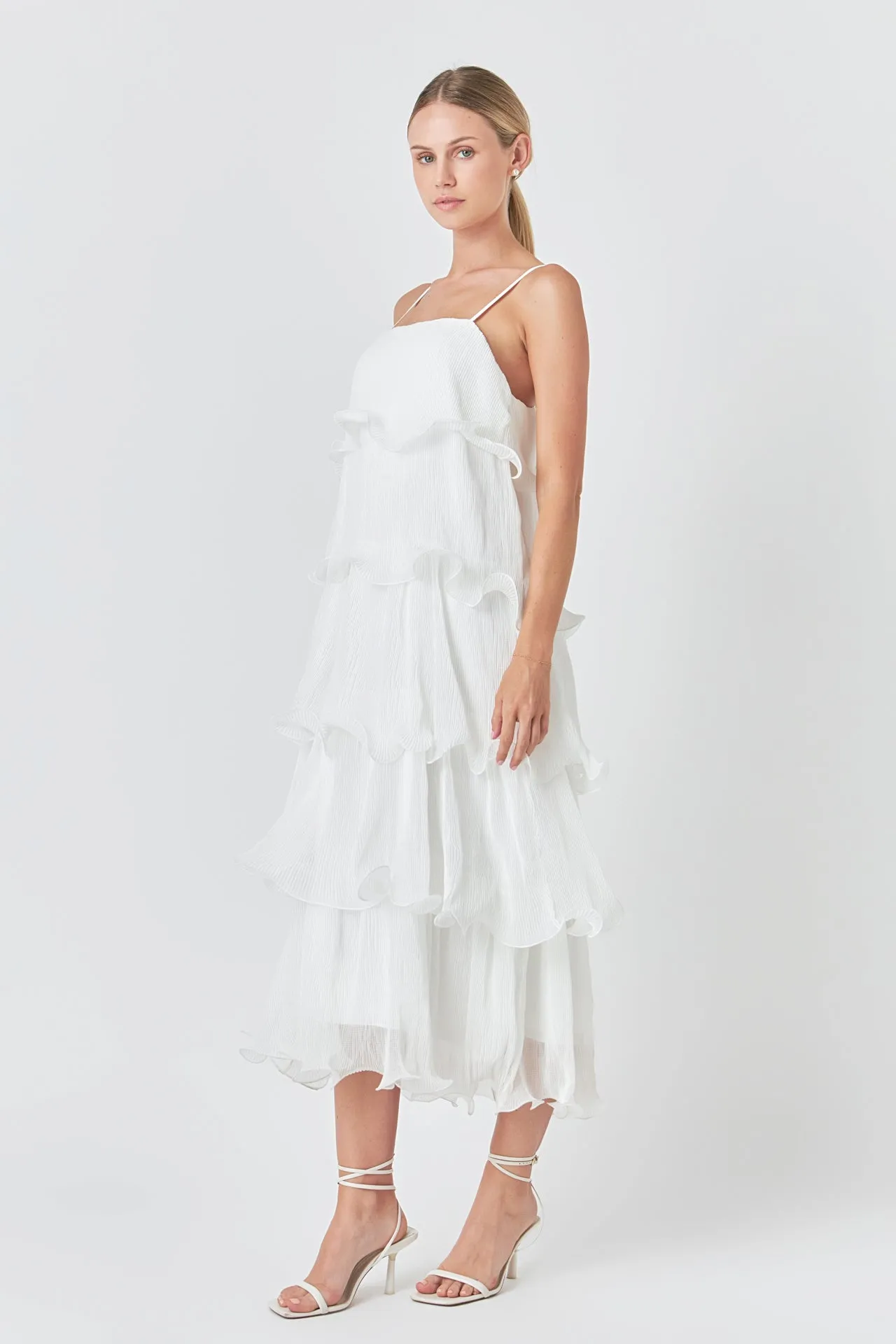 Pleated Tiered Long Dress