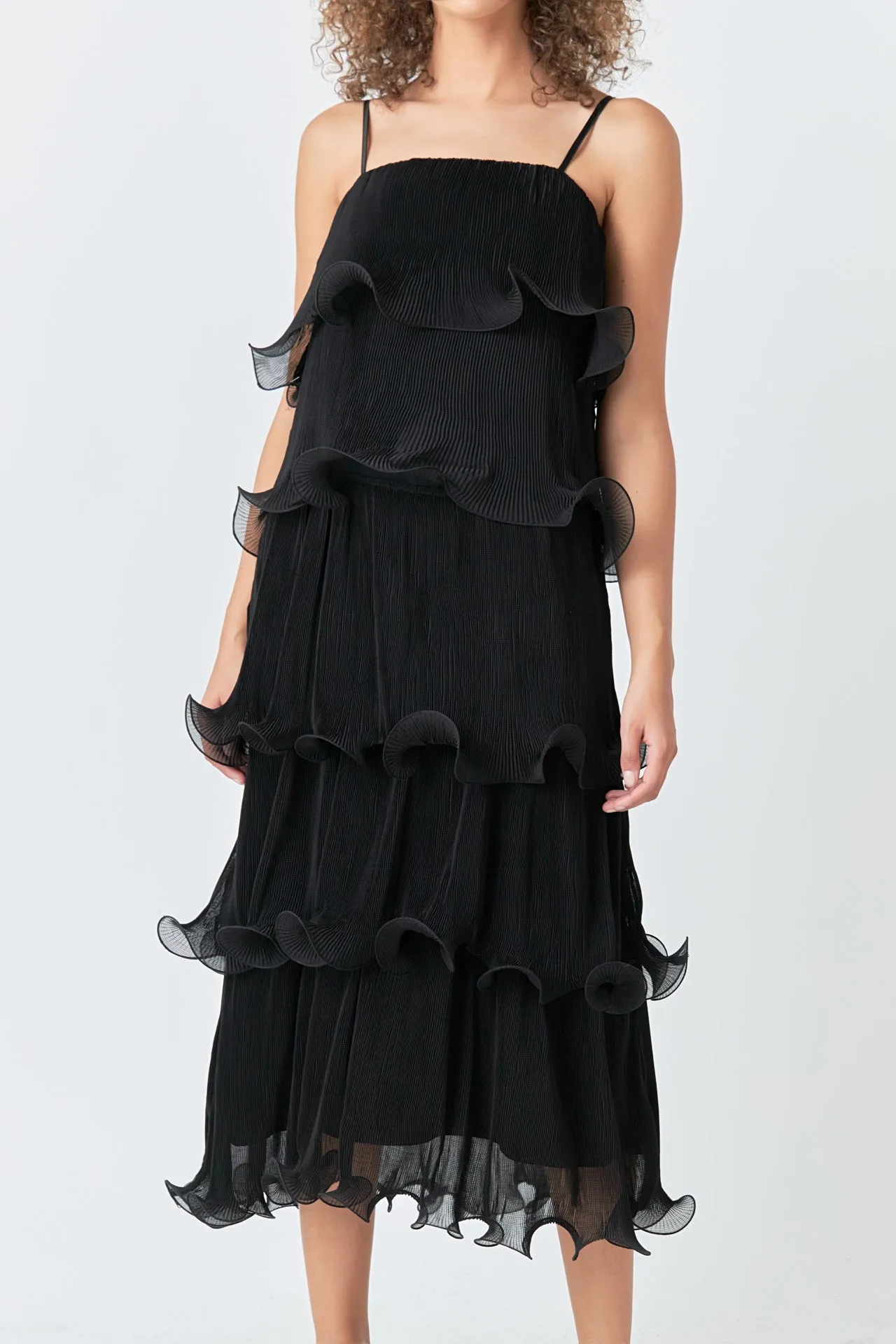 Pleated Tiered Long Dress